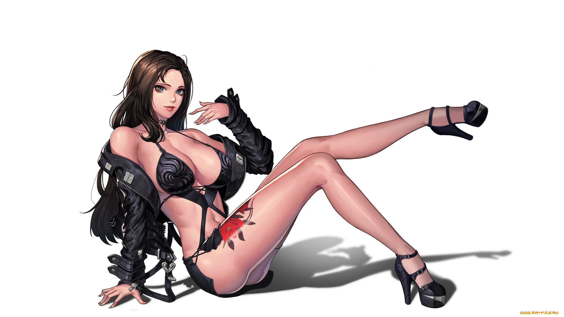 аниме, unknown, , другое, , девушка, фон, взгляд, тату