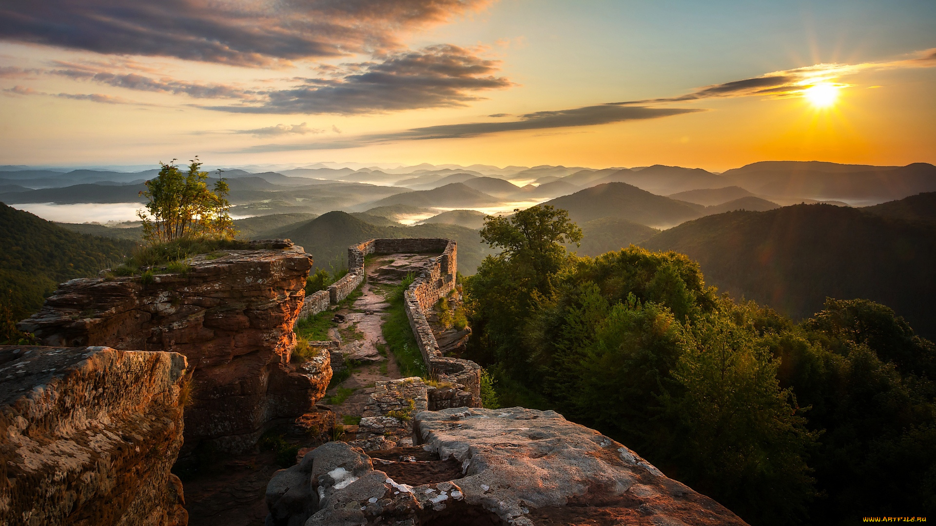 природа, восходы, закаты, пфальц, германия