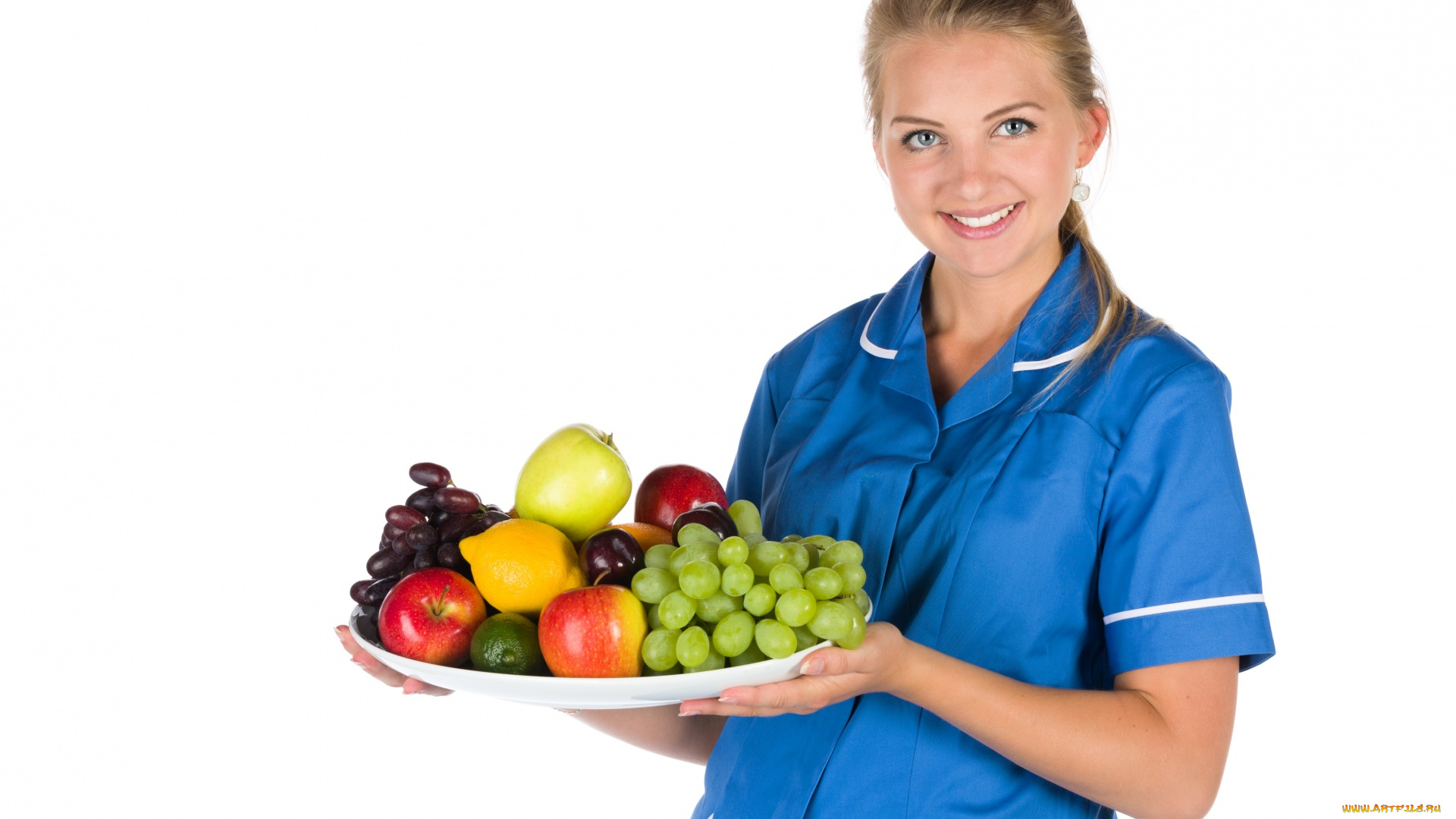 девушки, -, блондинки, , светловолосые, блондинка, халат, блюдо, фрукты