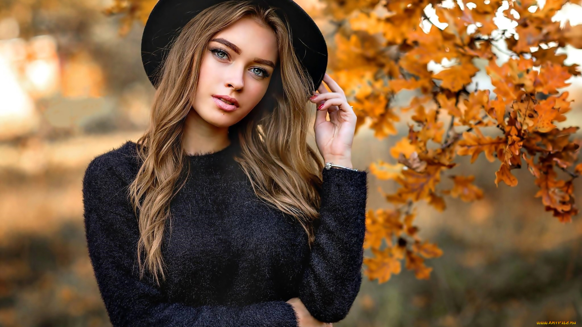 девушки, -, брюнетки, , шатенки, осень, шатенка, шляпа, ???????, ??????