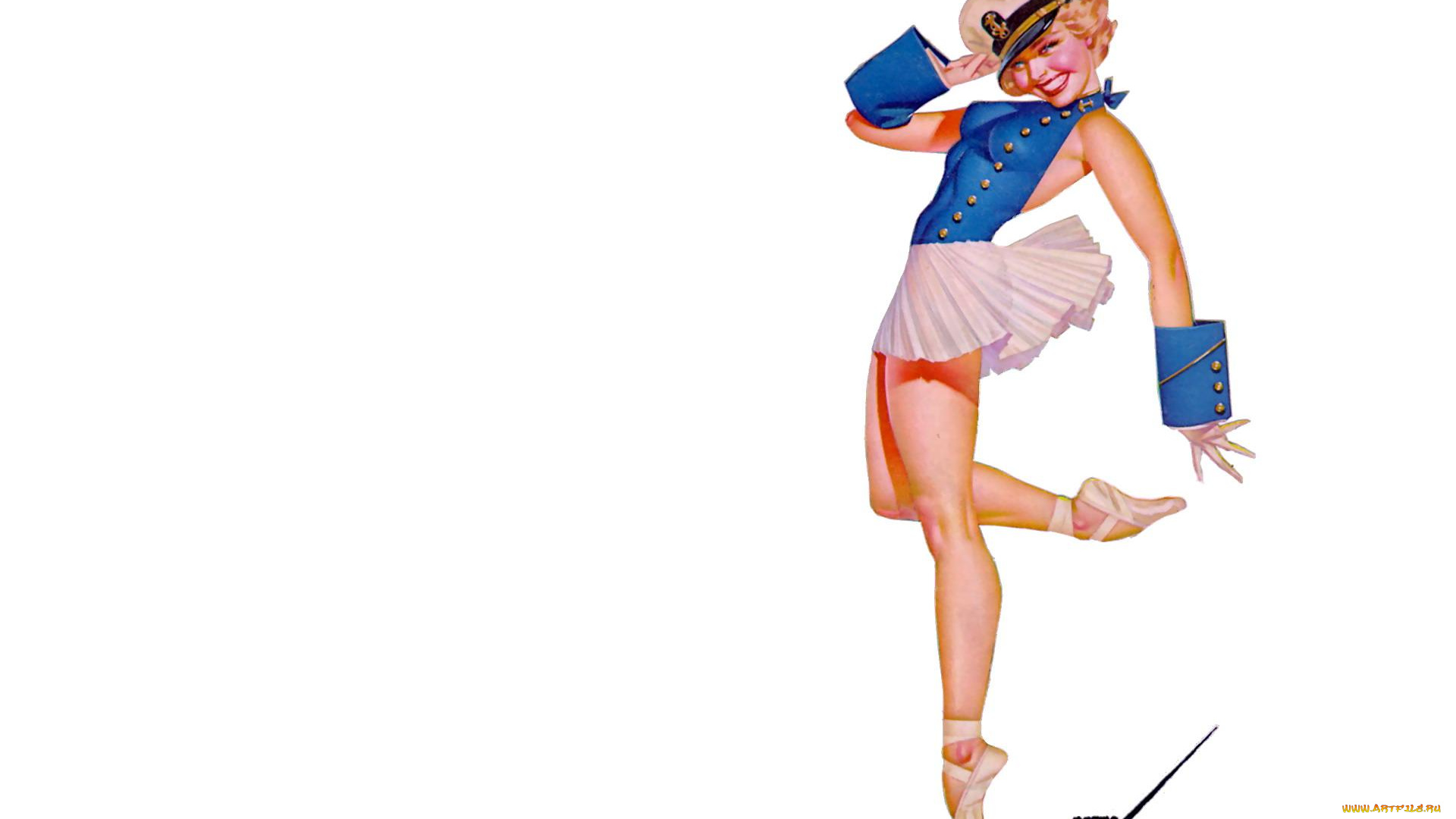 рисованное, люди, девушка, пин-ап, форма, фуражка