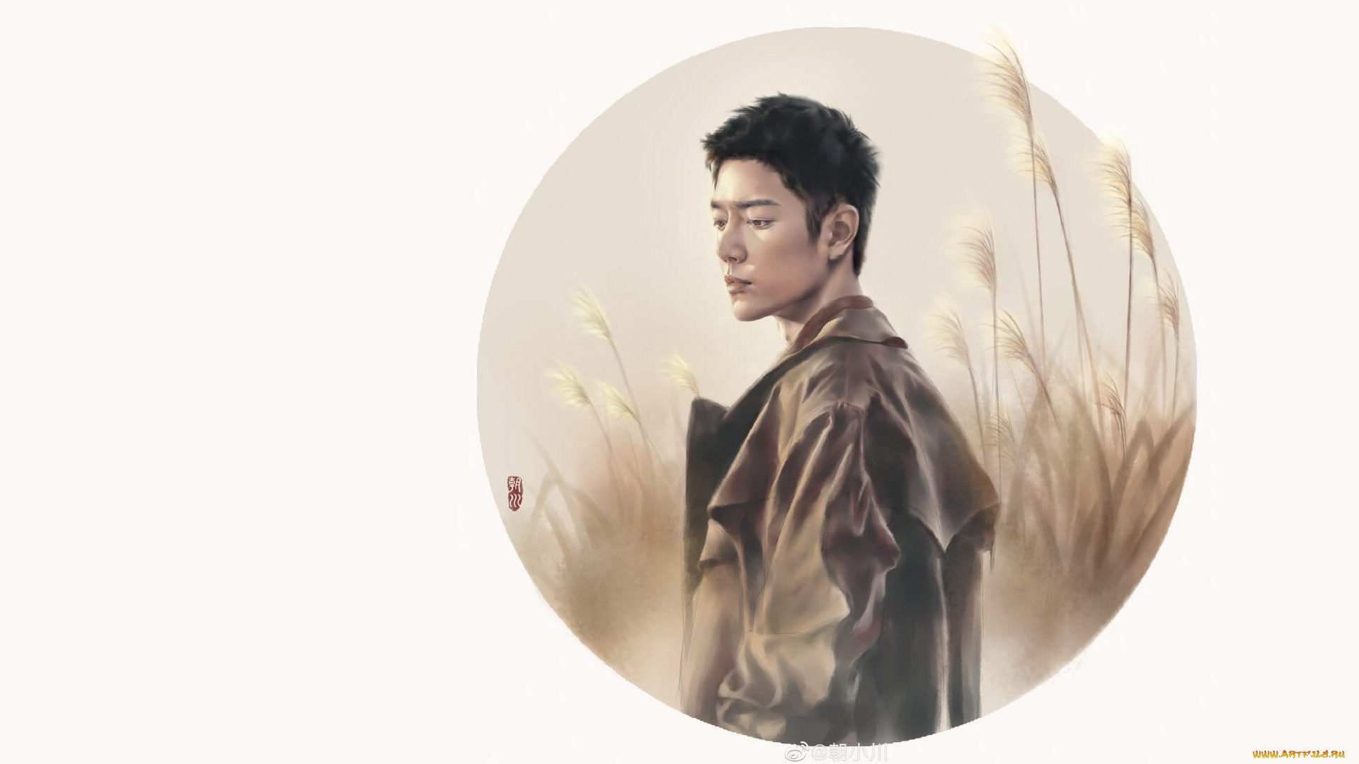 рисованное, люди, сяо, чжань, актер, поле