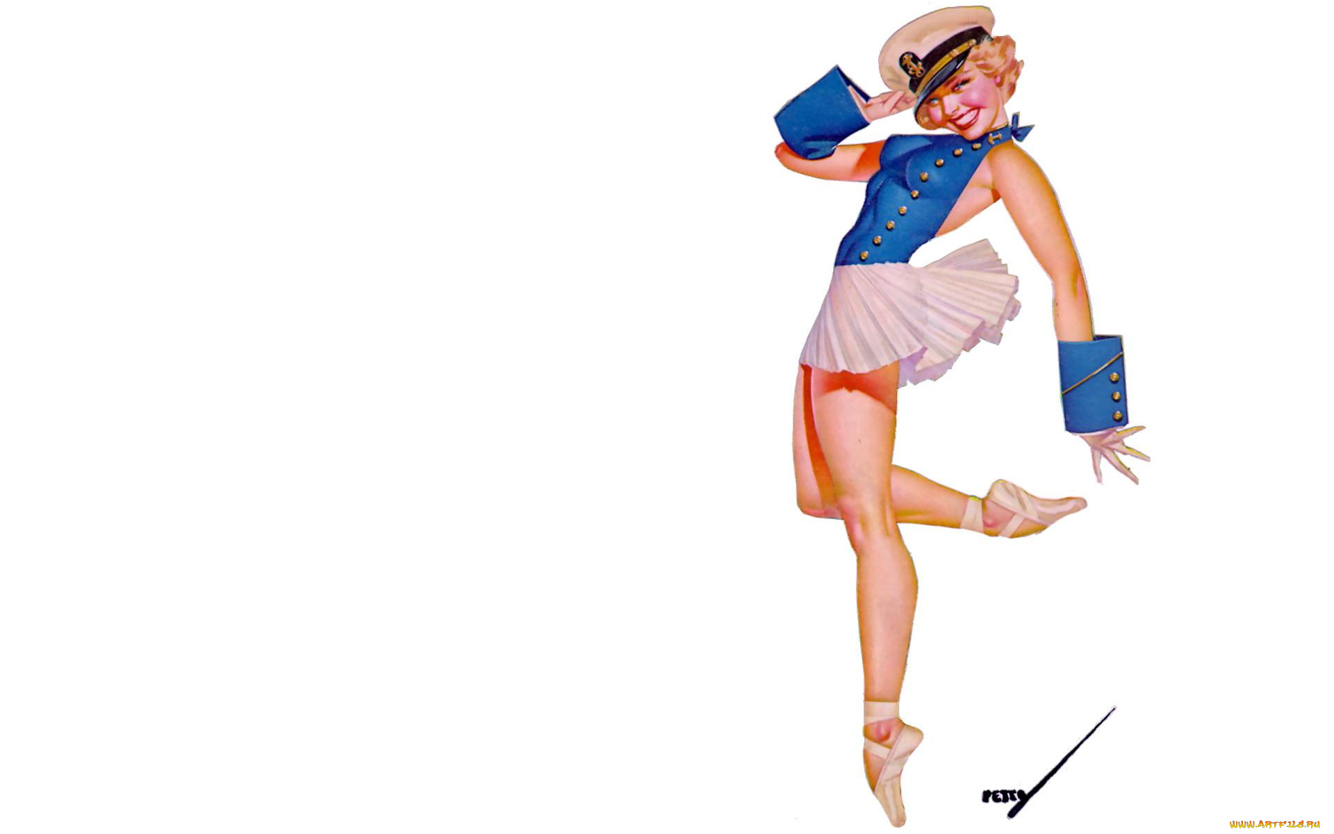 рисованное, люди, девушка, пин-ап, форма, фуражка