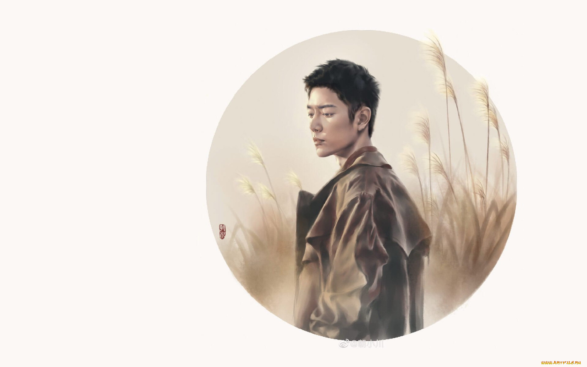 рисованное, люди, сяо, чжань, актер, поле