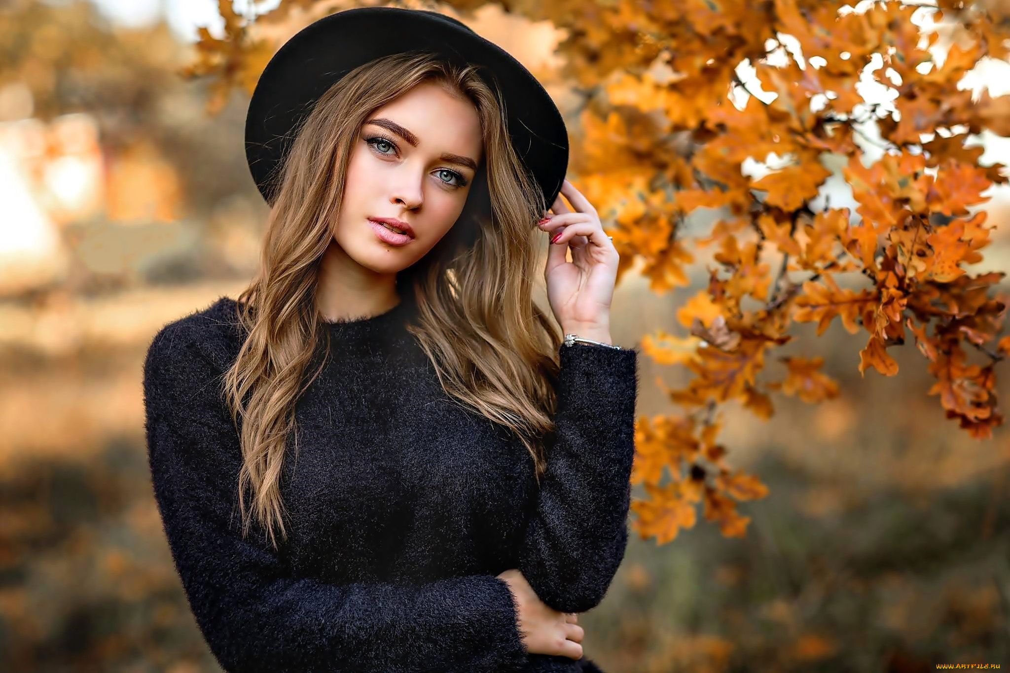 девушки, -, брюнетки, , шатенки, осень, шатенка, шляпа, ???????, ??????
