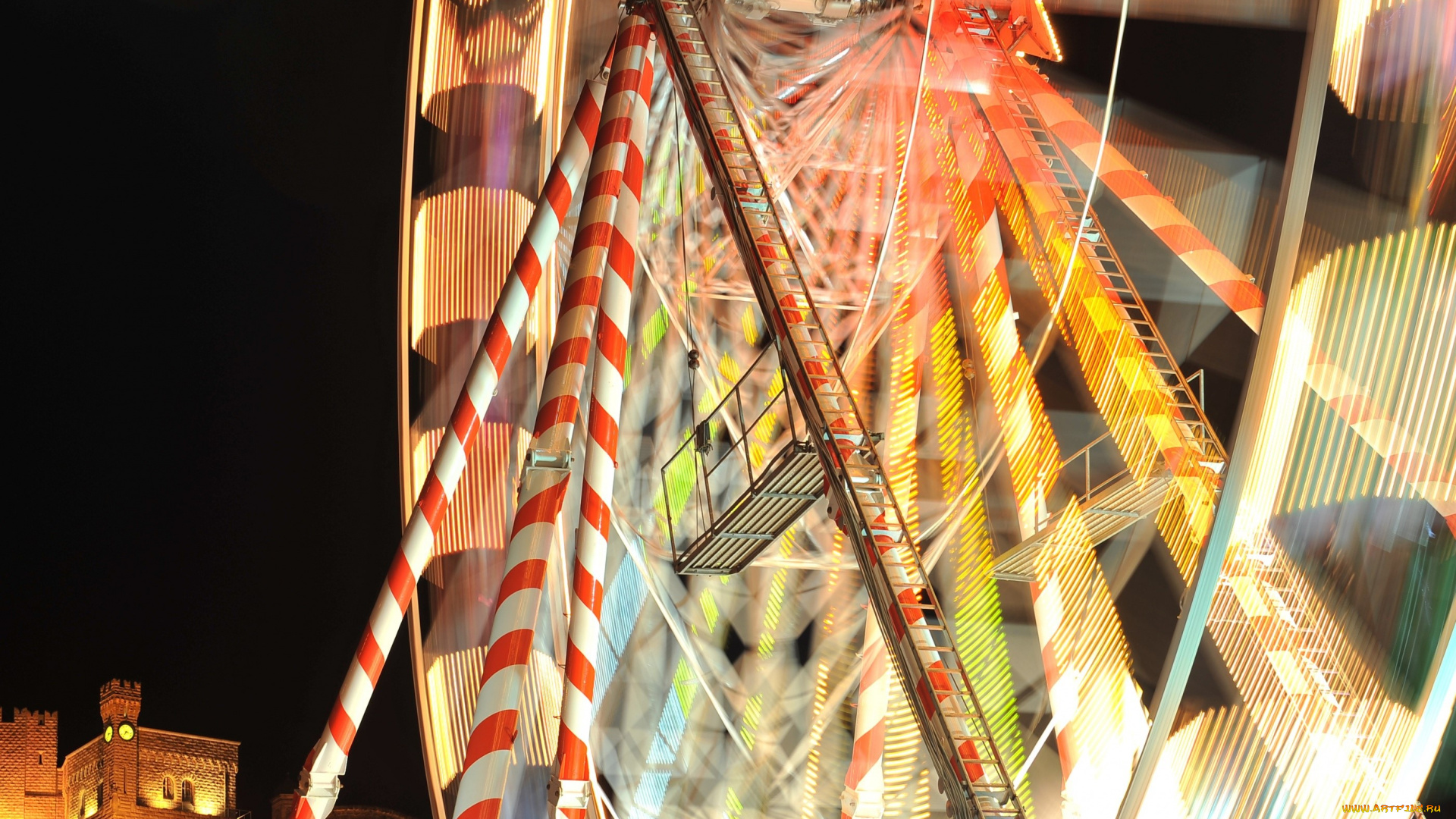 разное, карусели, , качели, , аттракционы, колесо, обозрения, огни