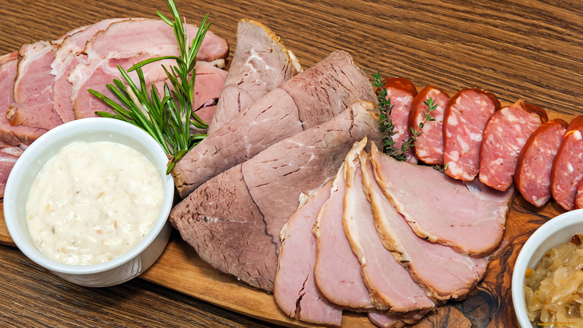 еда, колбасные, изделия, соус, колбаса, ветчина, нарезка, розмарин