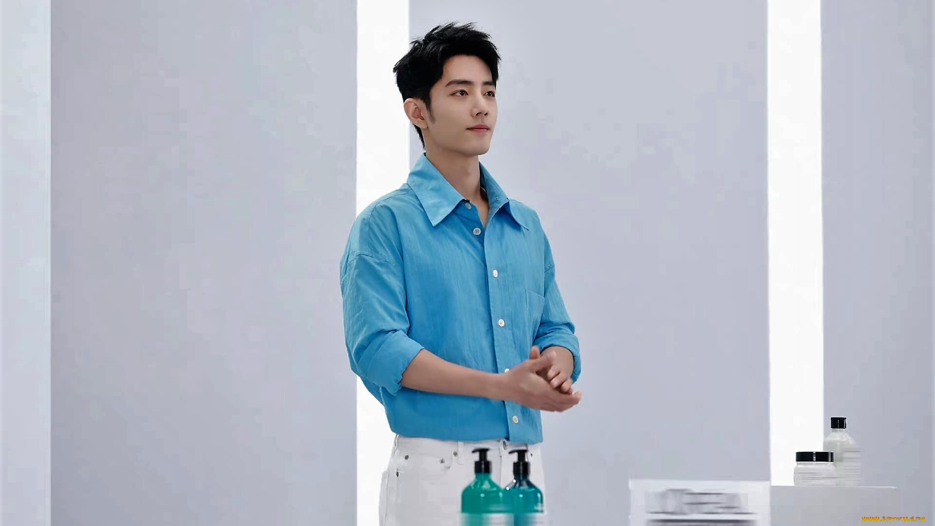 мужчины, xiao, zhan, актер, рубашка, флаконы