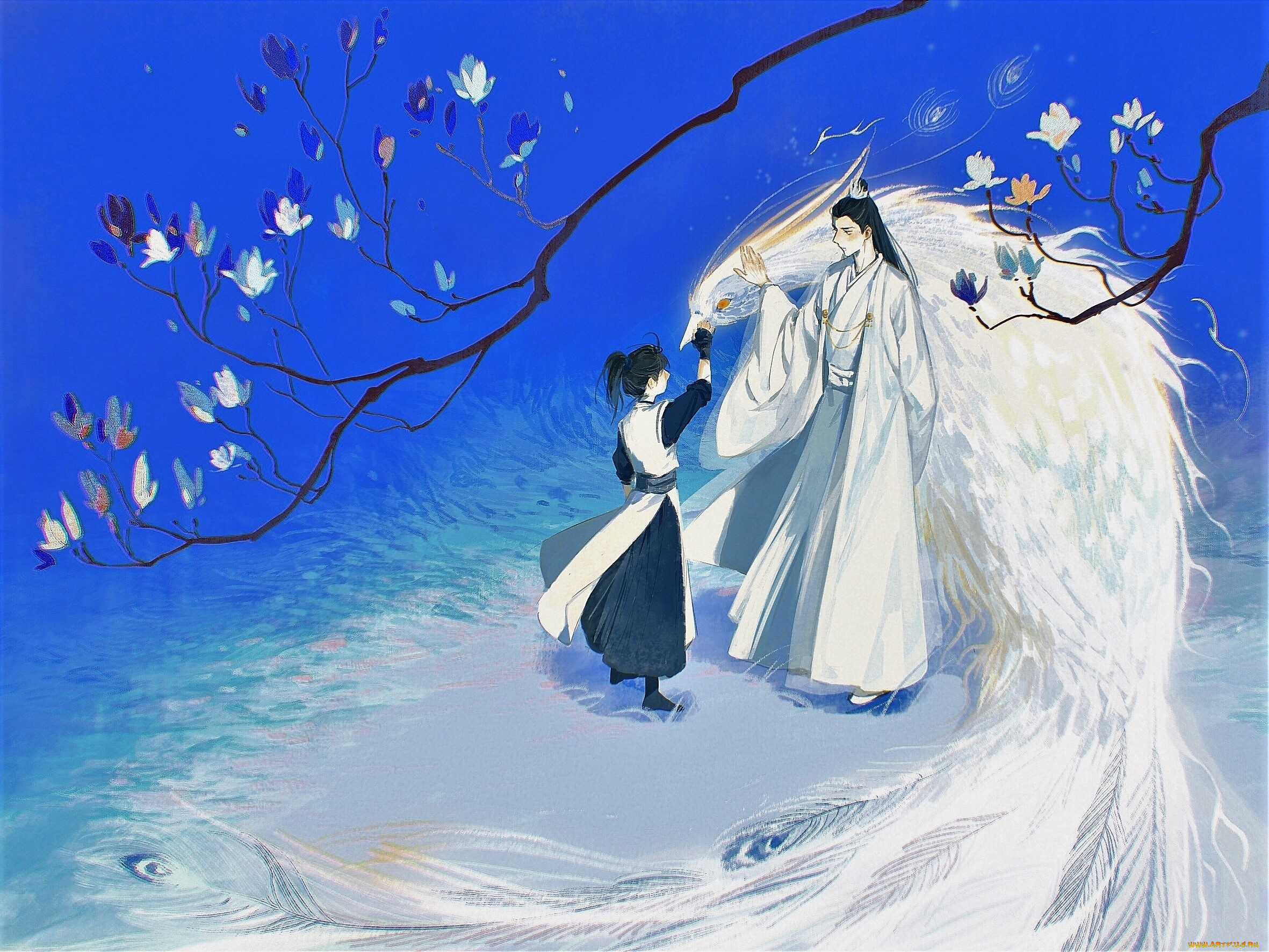 аниме, unknown, , другое, , заклинатели, птица, ветка