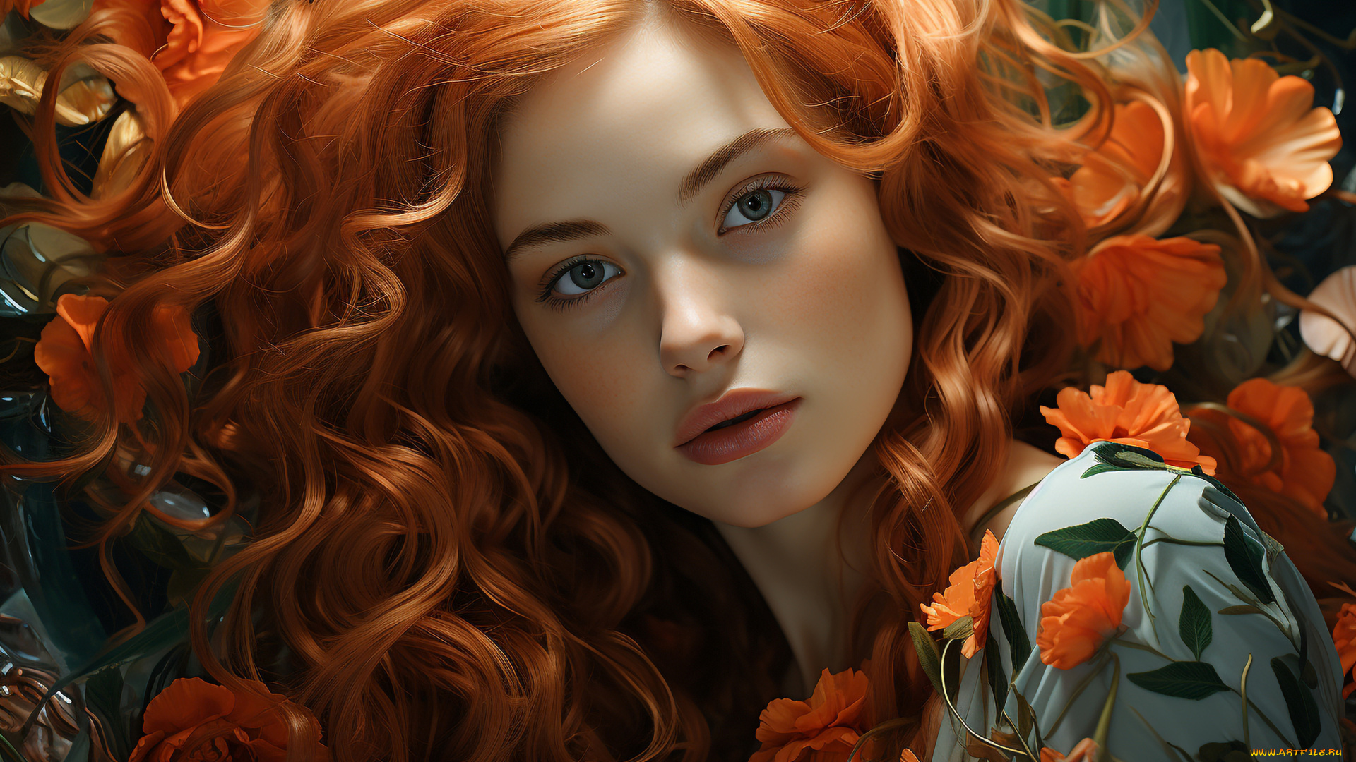 3д, графика, портреты, и, лица, , portraits, and, faсes, рыжие, волосы