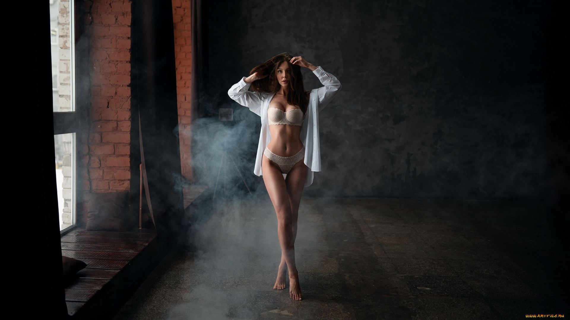 девушка, девушки, -, брюнетки, , шатенки, секси, позирует, ножки, кровать, бельё, фигура, грудь