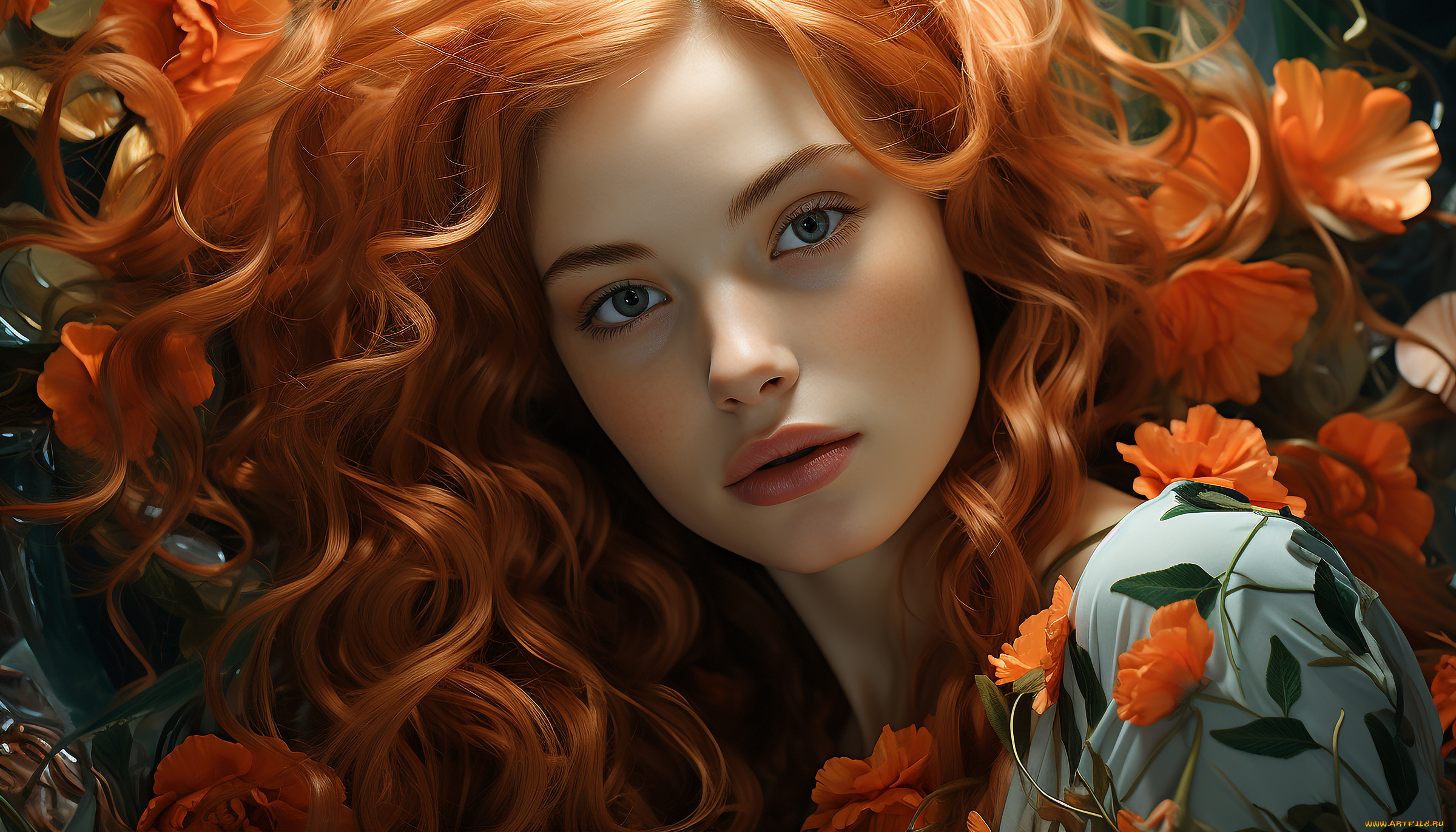 3д, графика, портреты, и, лица, , portraits, and, faсes, рыжие, волосы