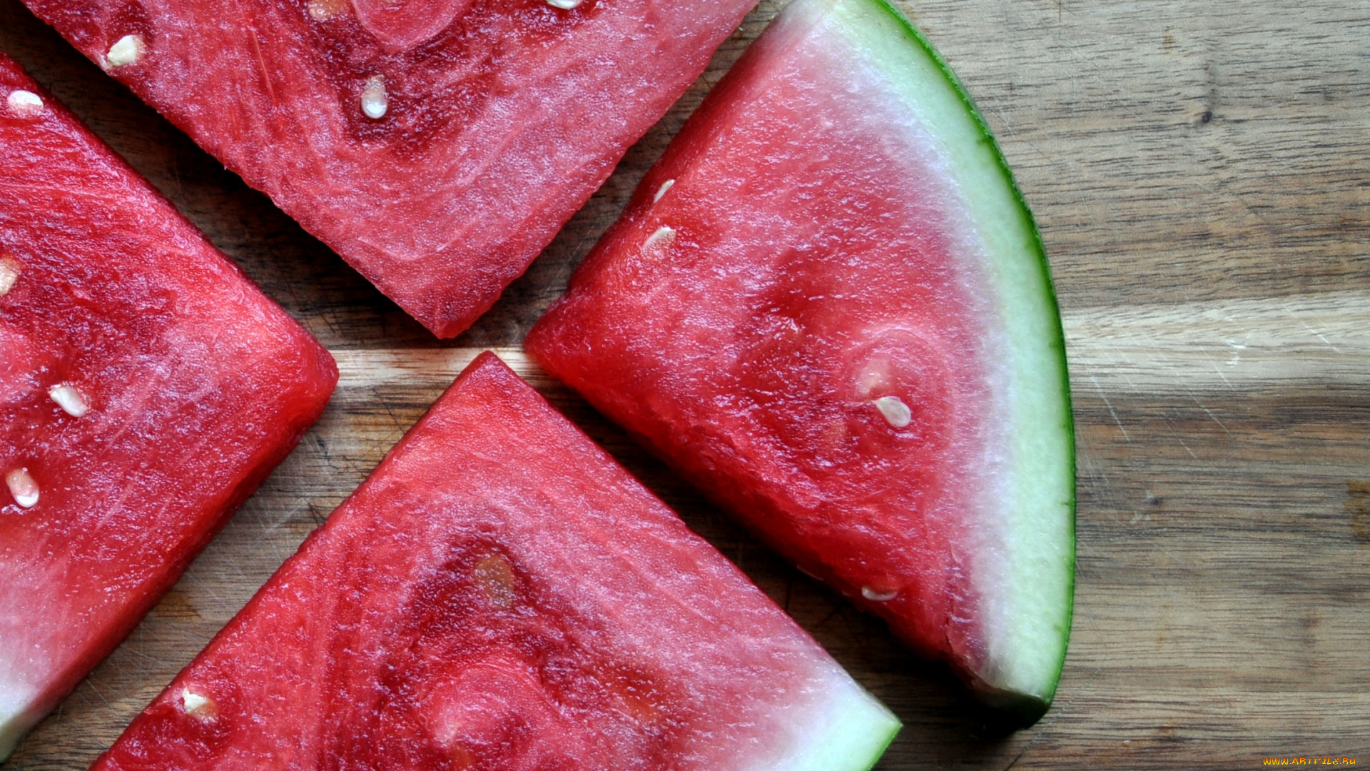 еда, арбуз, красный, дольки