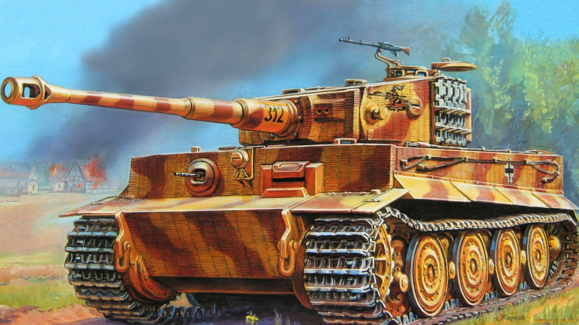 рисованные, армия, жирнов, тяжелый, танк, тигр, pzkpfw, vi