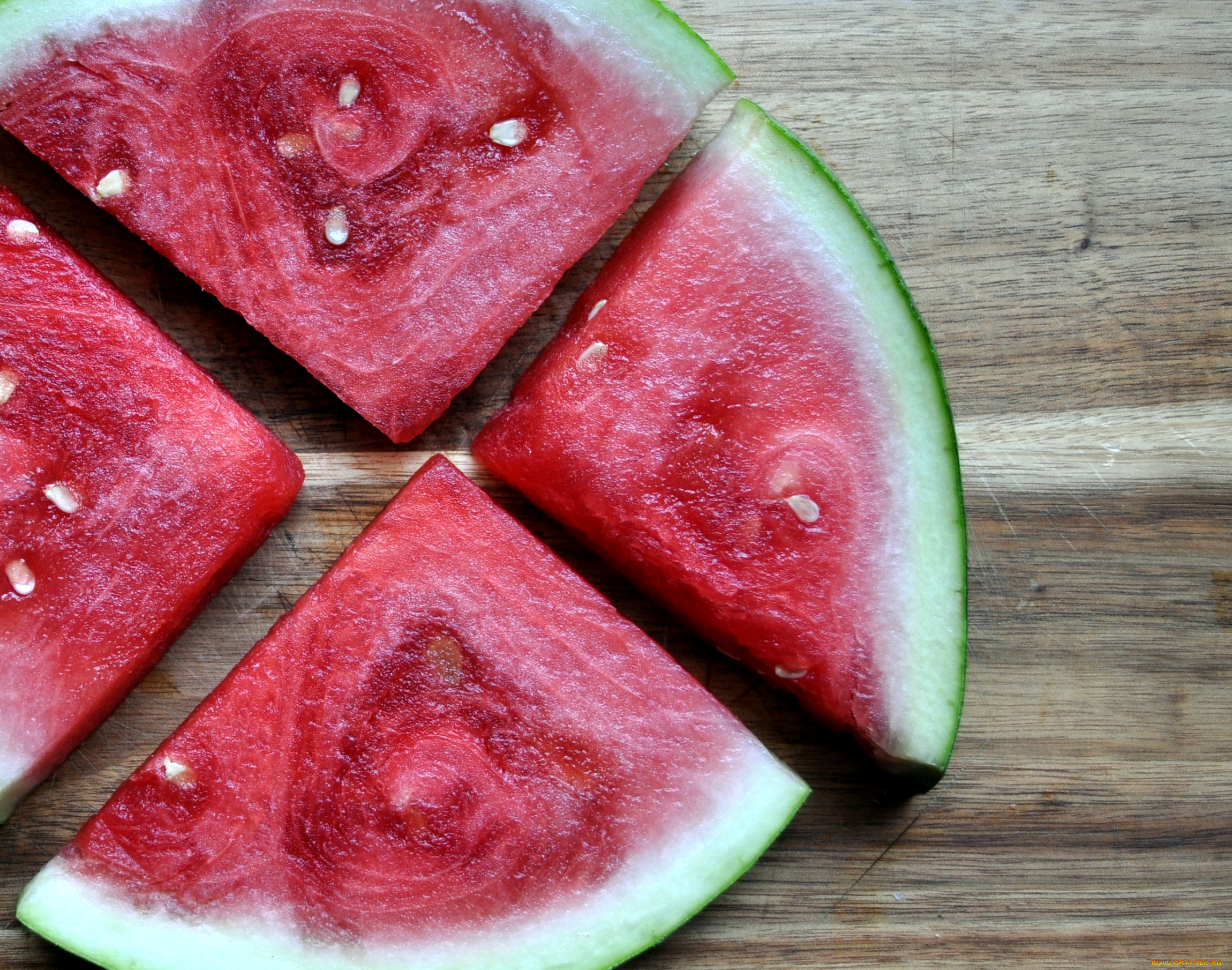 еда, арбуз, красный, дольки