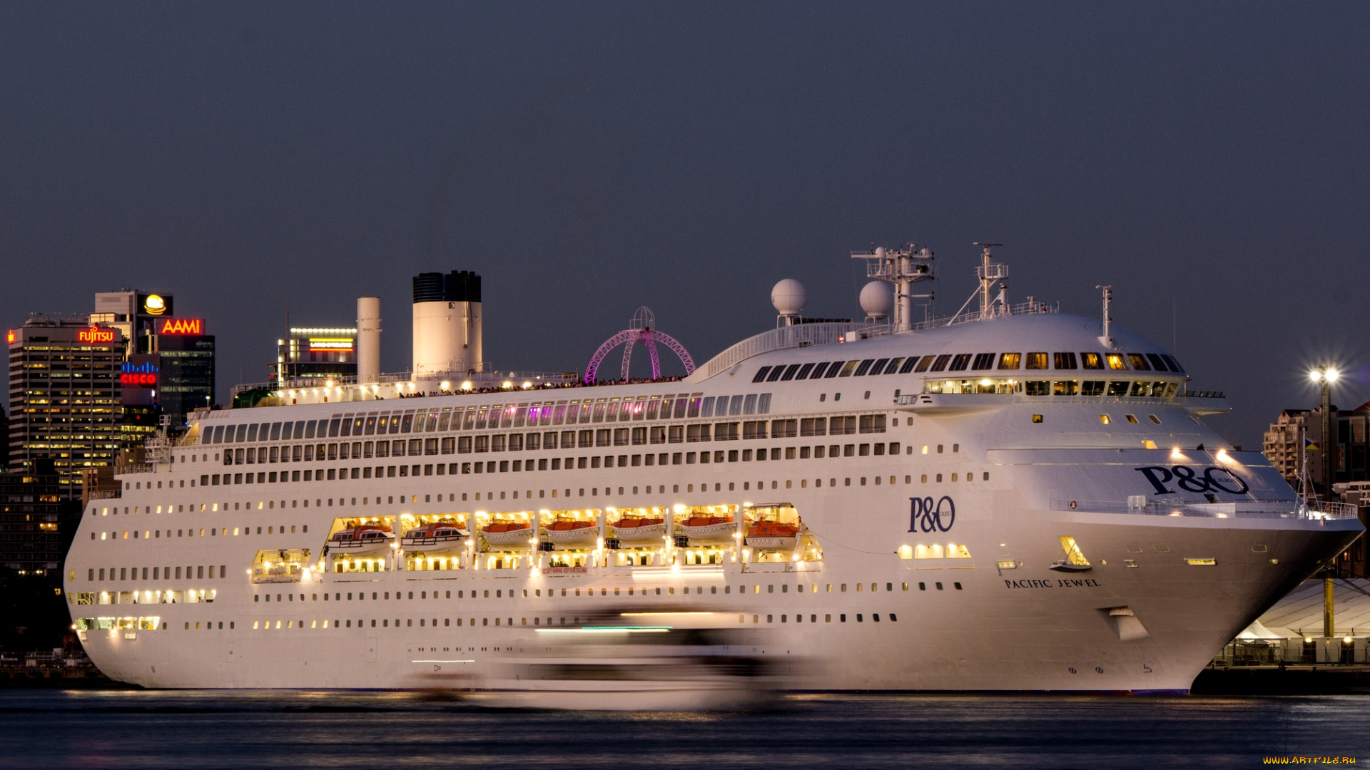 корабли, лайнеры, ночь, круиз
