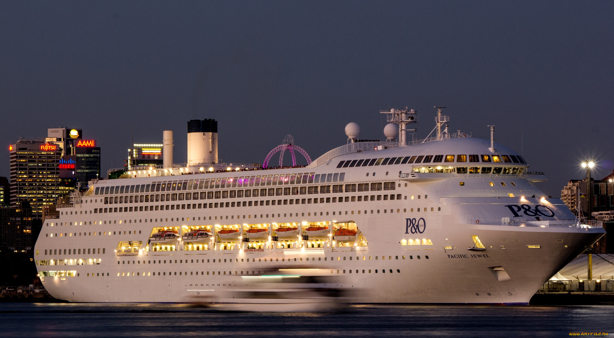 корабли, лайнеры, ночь, круиз