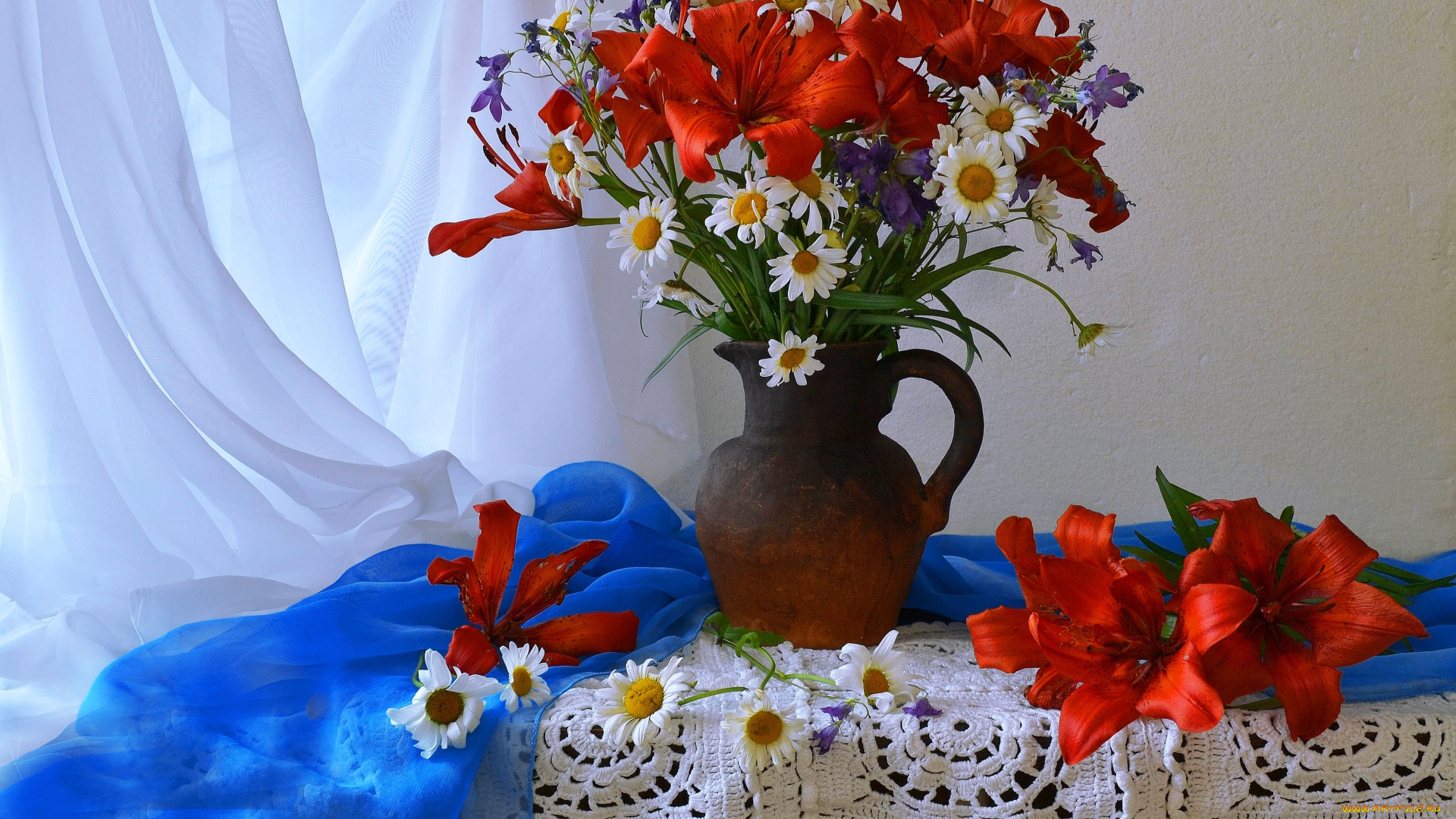 цветы, букеты, , композиции, лилии, ромашки