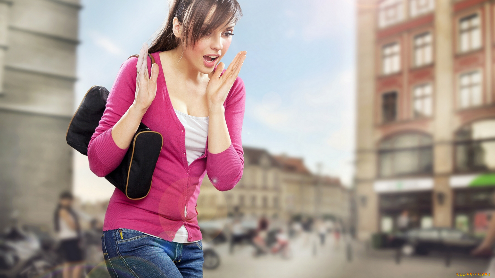 девушки, -unsort, , брюнетки, , шатенки, город, удивление, кофта