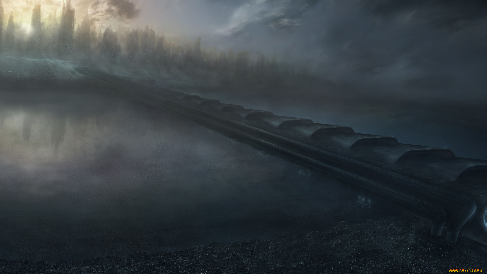 фэнтези, иные, миры, , иные, времена, небоскребы, мегаполис, мир, иной, будущее, туннель, река