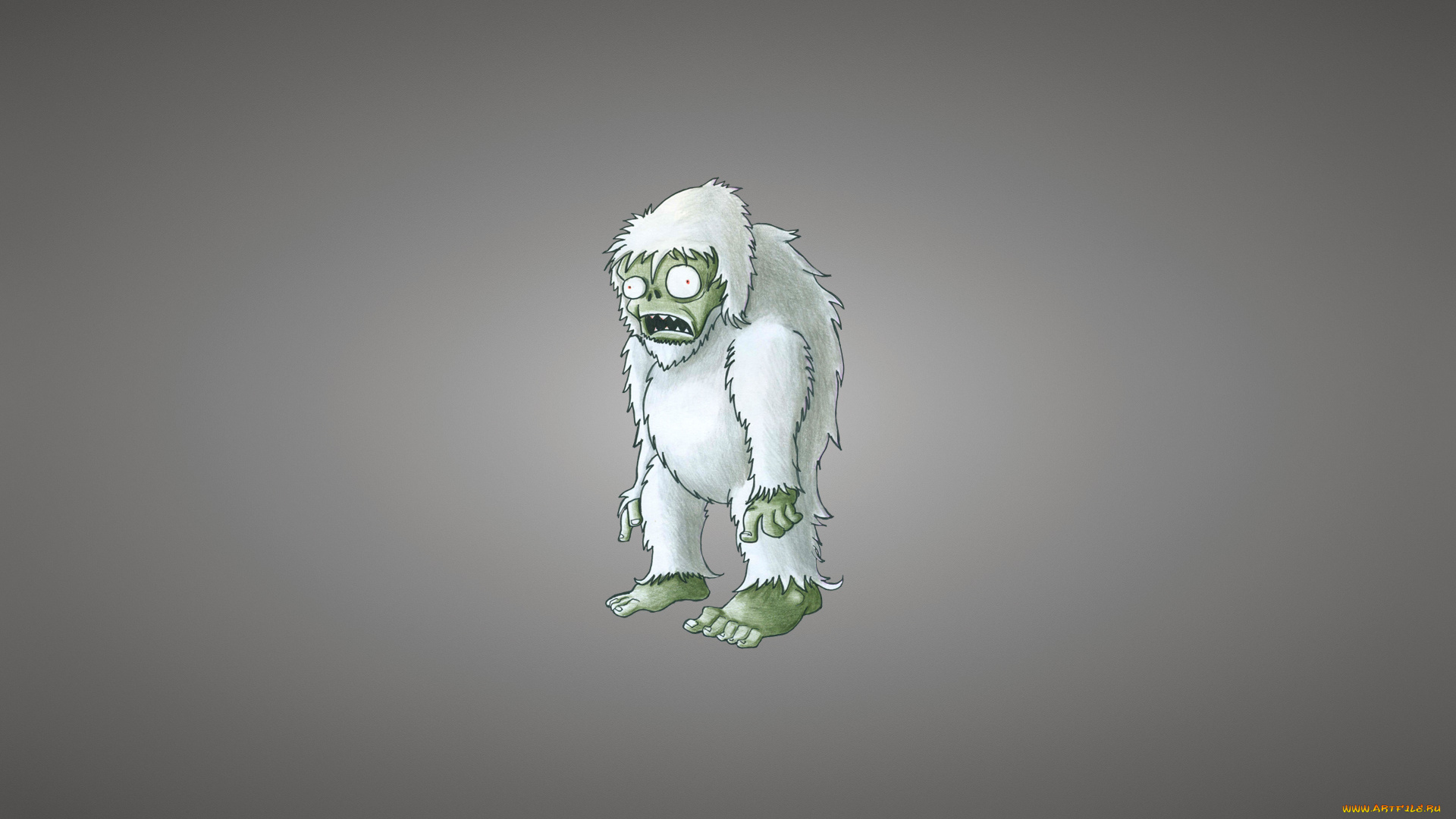 рисованные, минимализм, снежный, человек, светлый, фон, зомби, бигфут, йети