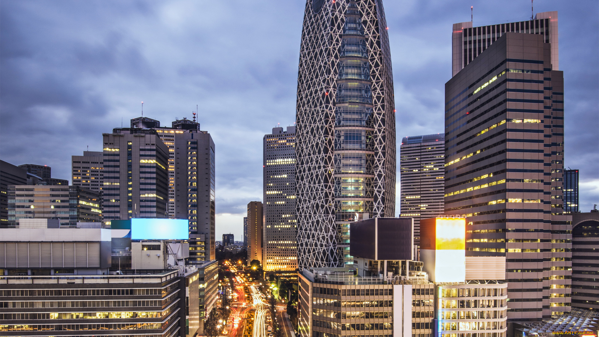 токио, города, токио, , Япония, огни, ночь, дороги, небоскребы