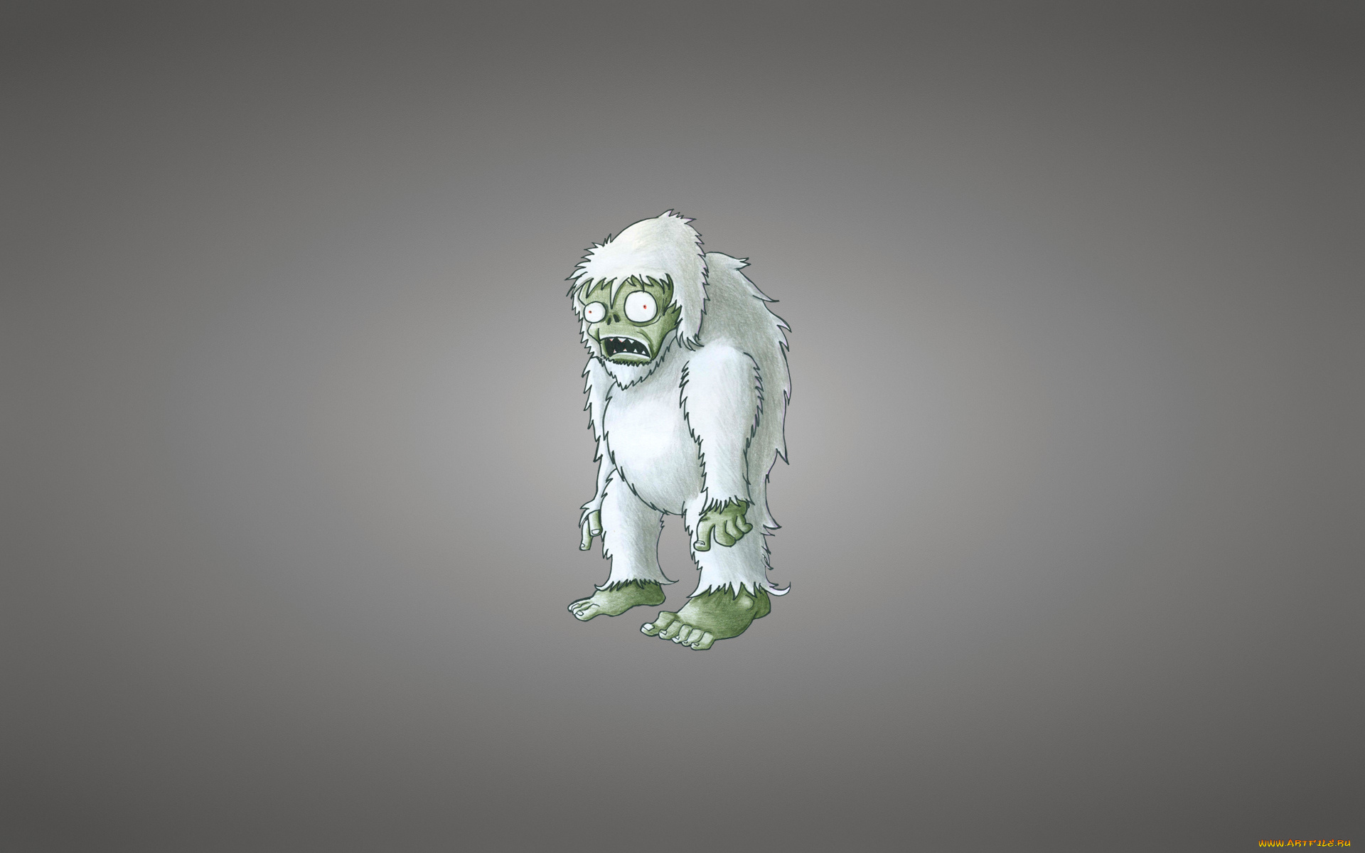 рисованные, минимализм, снежный, человек, светлый, фон, зомби, бигфут, йети