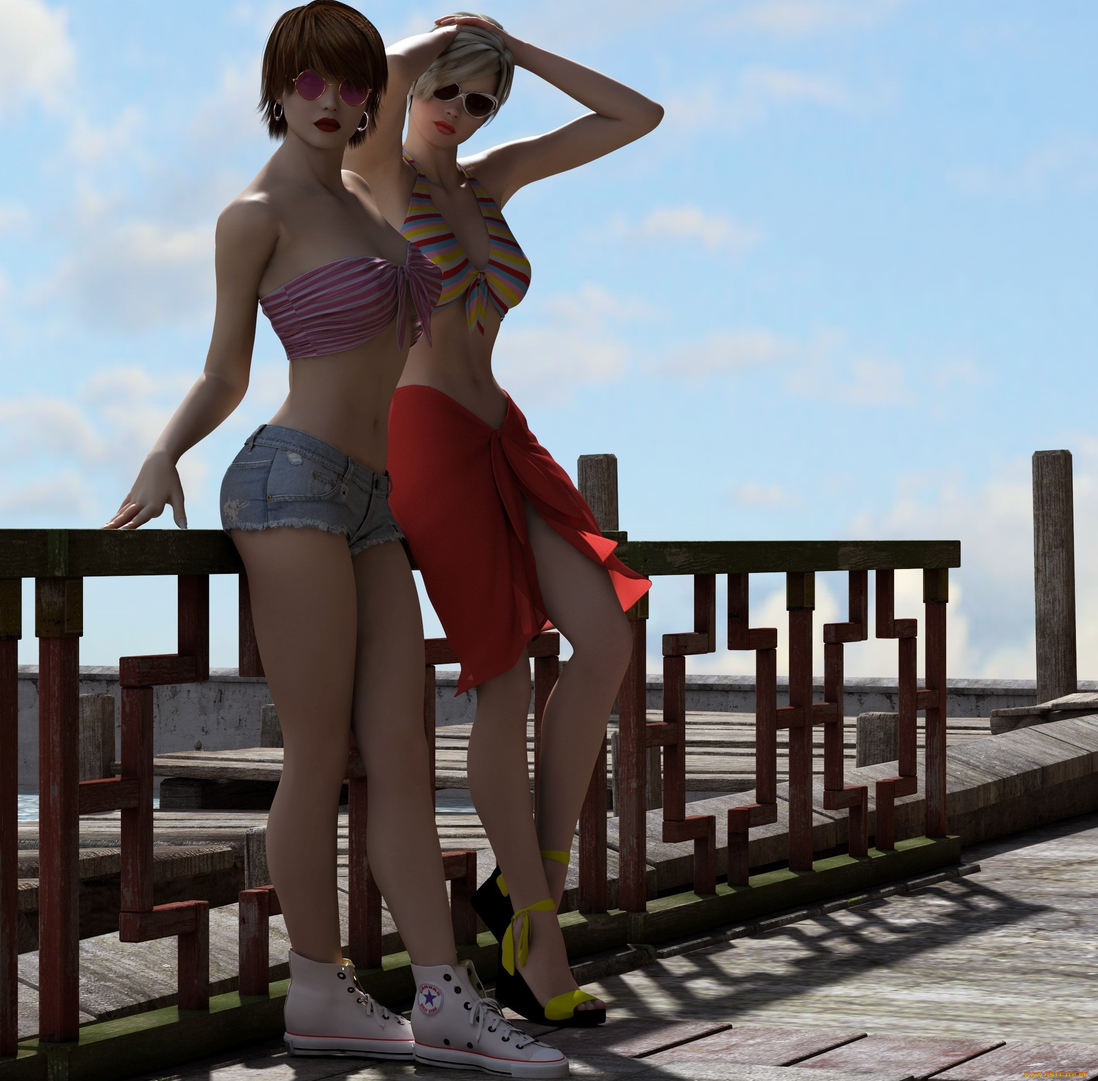 3д, графика, people, , люди, девушки, взгляд, бикини