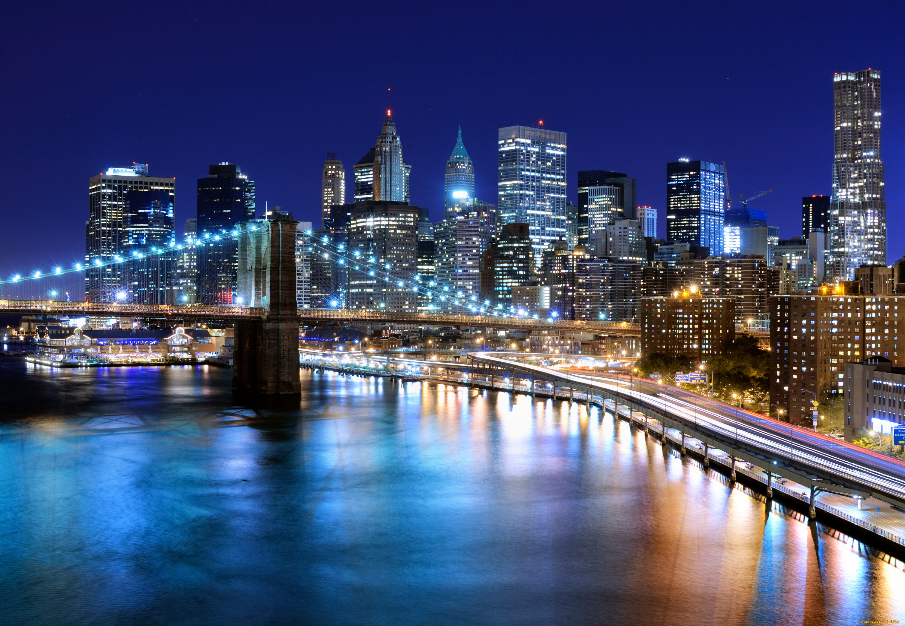 new, york, city, города, нью-йорк, , сша, brooklyn, bridge, east, river, manhattan, new, york, city, бруклинский, мост, ист-ривер, манхэттен, нью-йорк, здания, небоскрёбы, набережная, ночной, город