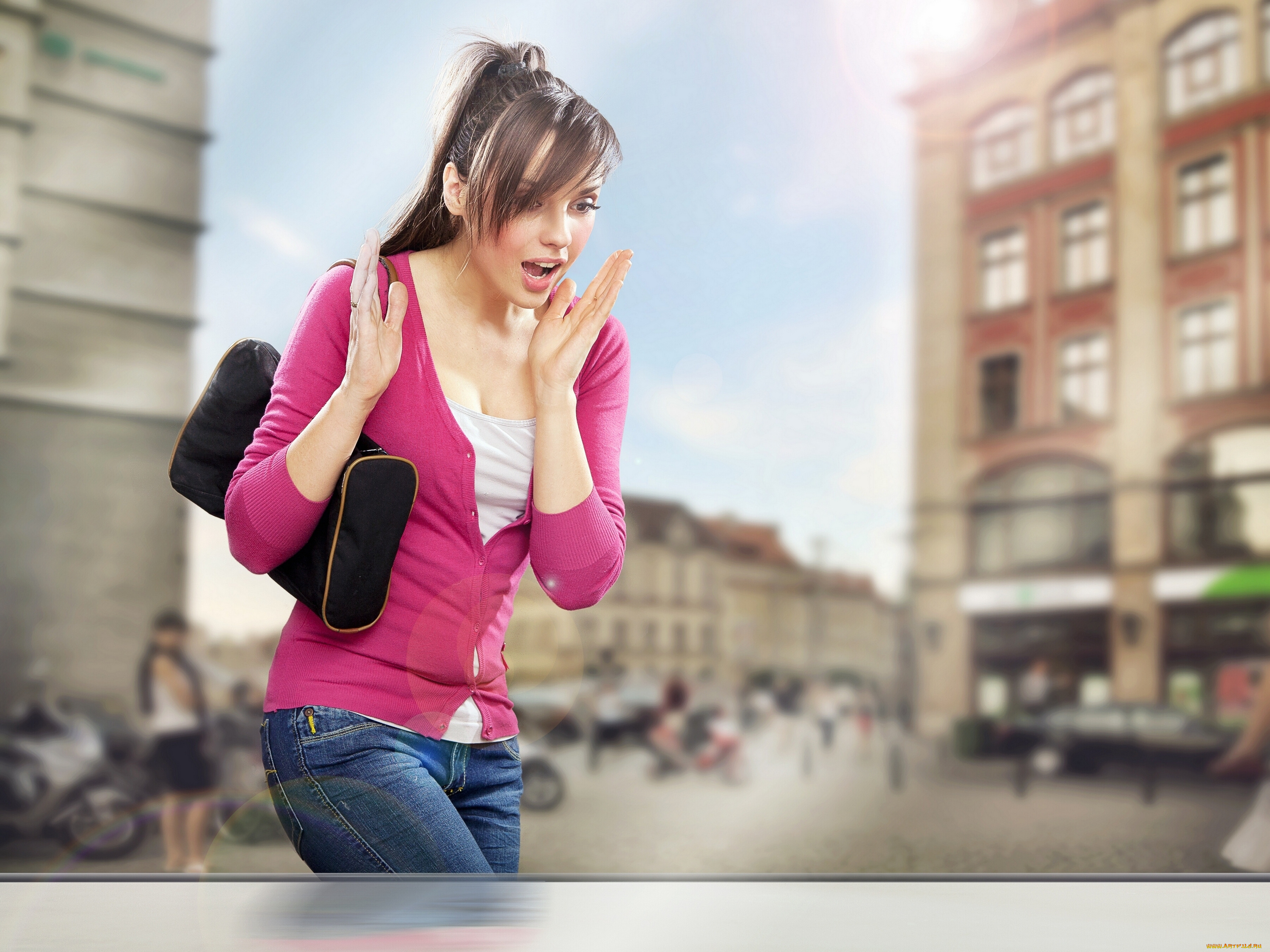 девушки, -unsort, , брюнетки, , шатенки, город, удивление, кофта