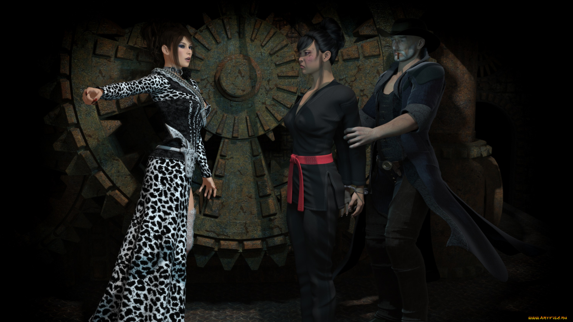 3д, графика, фантазия, , fantasy, мужчина, фон, девушки, взгляд