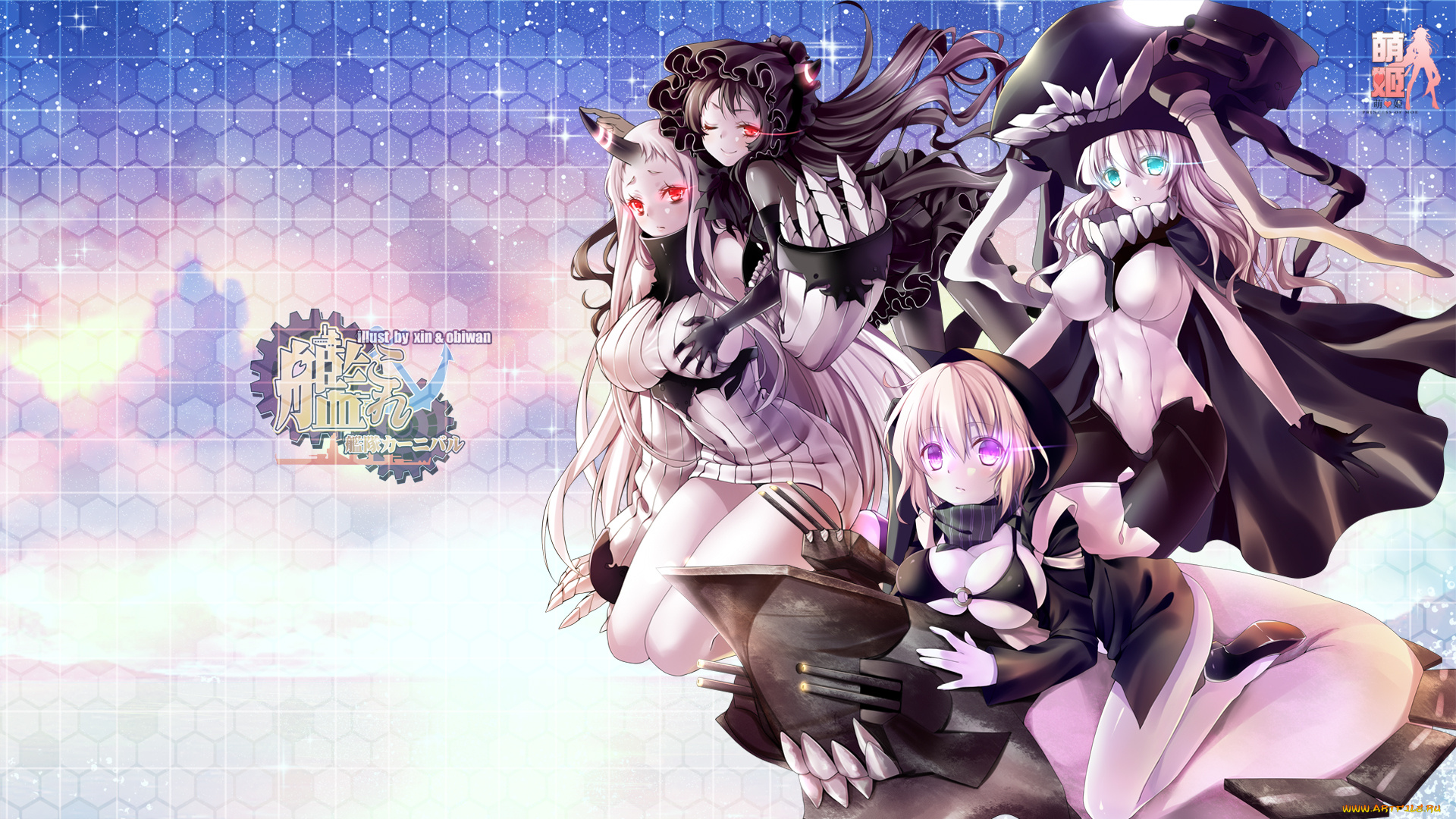 аниме, kantai, collection, obiwan, девушки, wo-class, aircraft, carrier, арт, seaport, hime, re-class, battleship, isolated, island, oni, kantai, collection