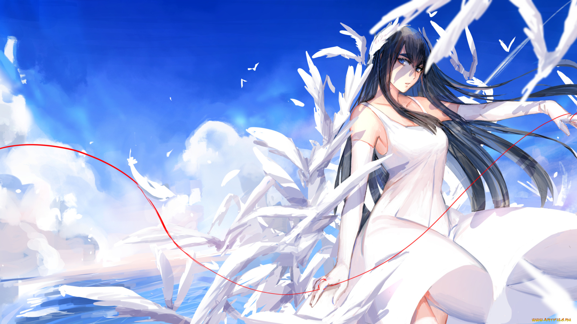 аниме, kill, la, kill, kiryuin, satsuki, kill, la, белое, платье, небо, девушка, allenkung1, арт