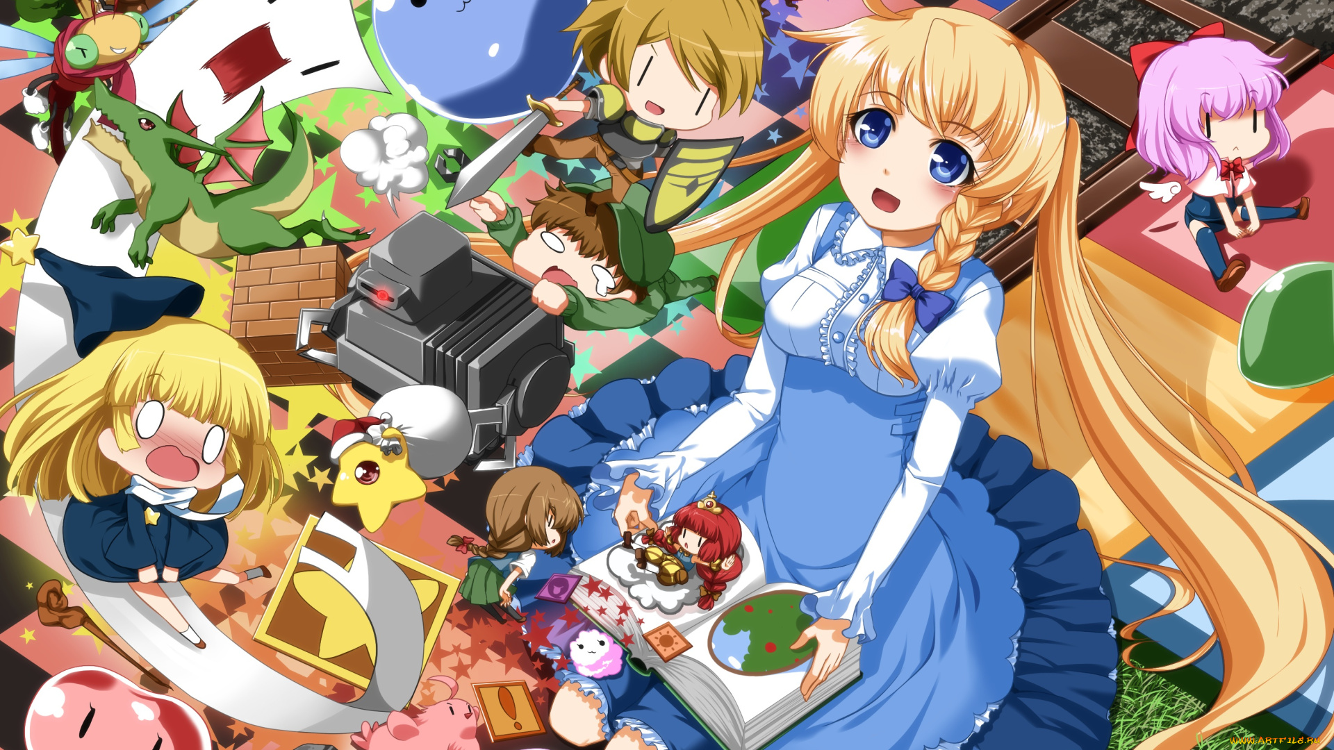 аниме, unknown, , другое, арт, eiyuu, игрушки, малыши, дети