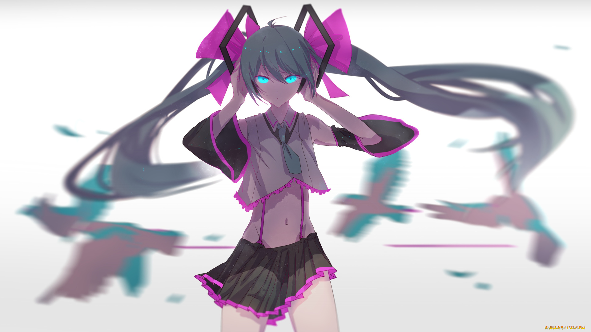 аниме, vocaloid, hatsune, miku, взгляд, девушка, арт, yyb