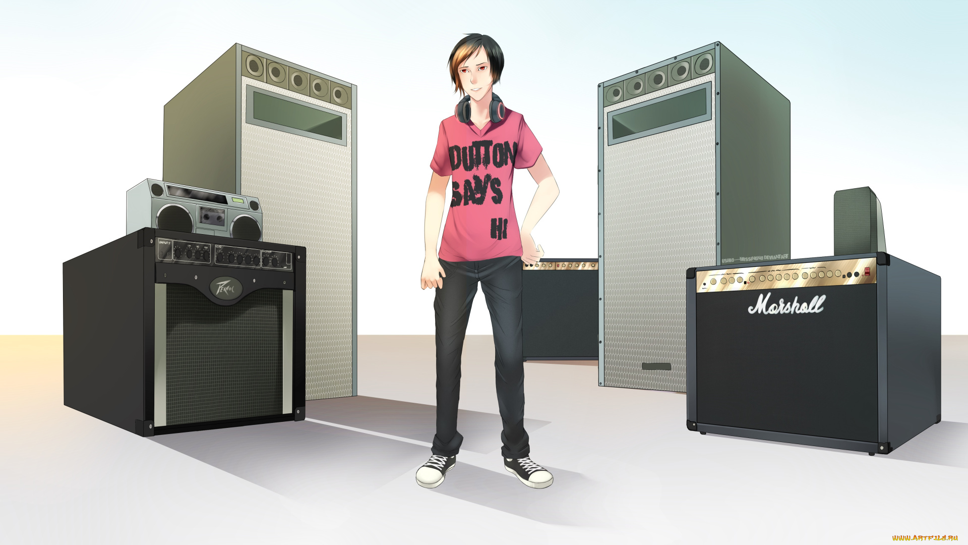 разное, арты, мальчик, колонки, фон, взгляд