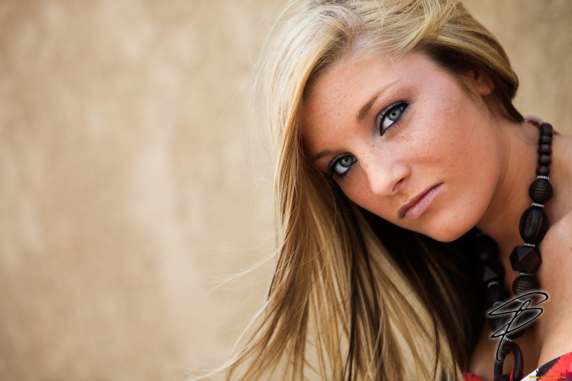 девушки, -unsort, , лица, , портреты, взгляд, бусы, лицо, блондинка