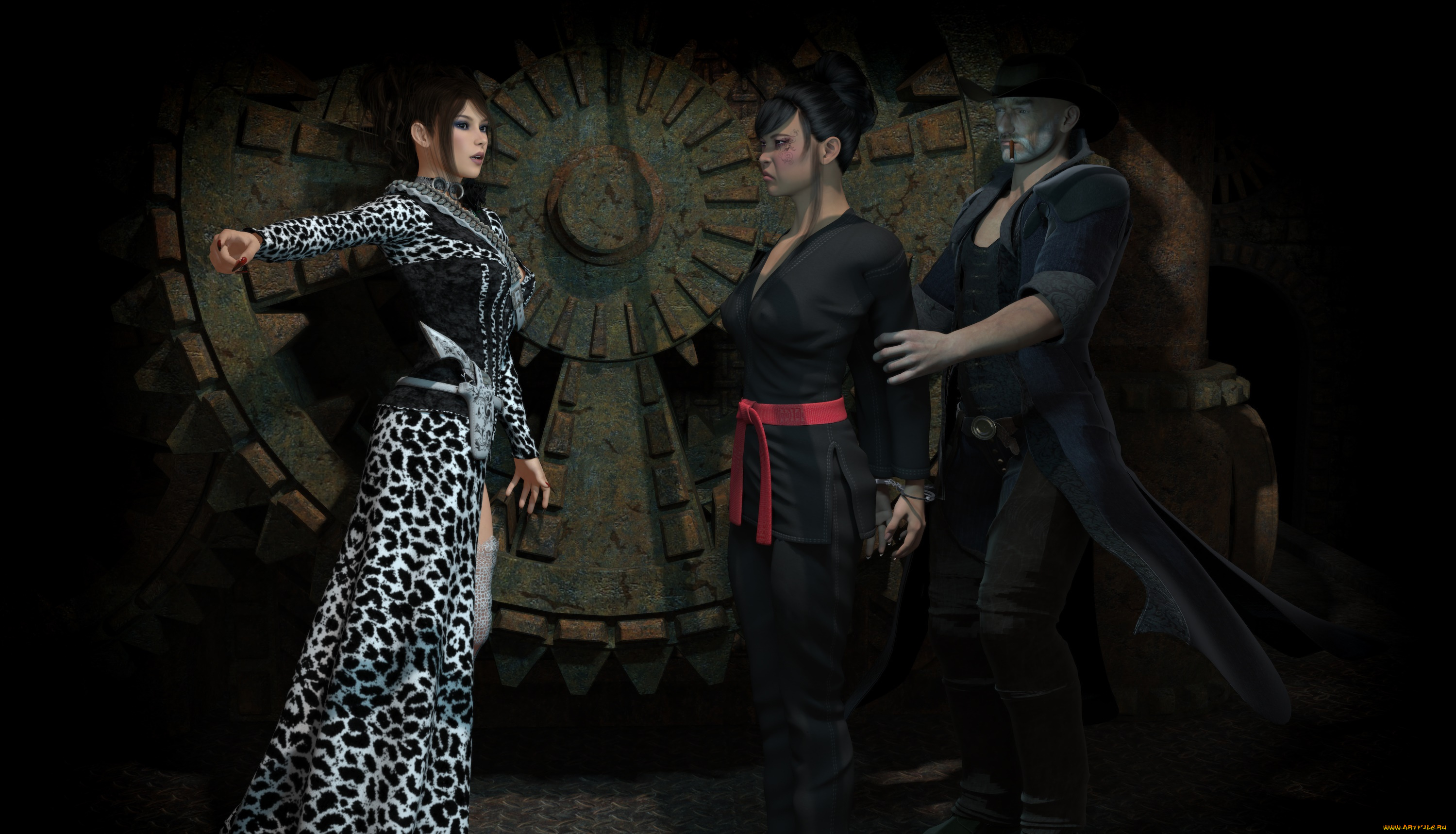 3д, графика, фантазия, , fantasy, мужчина, фон, девушки, взгляд