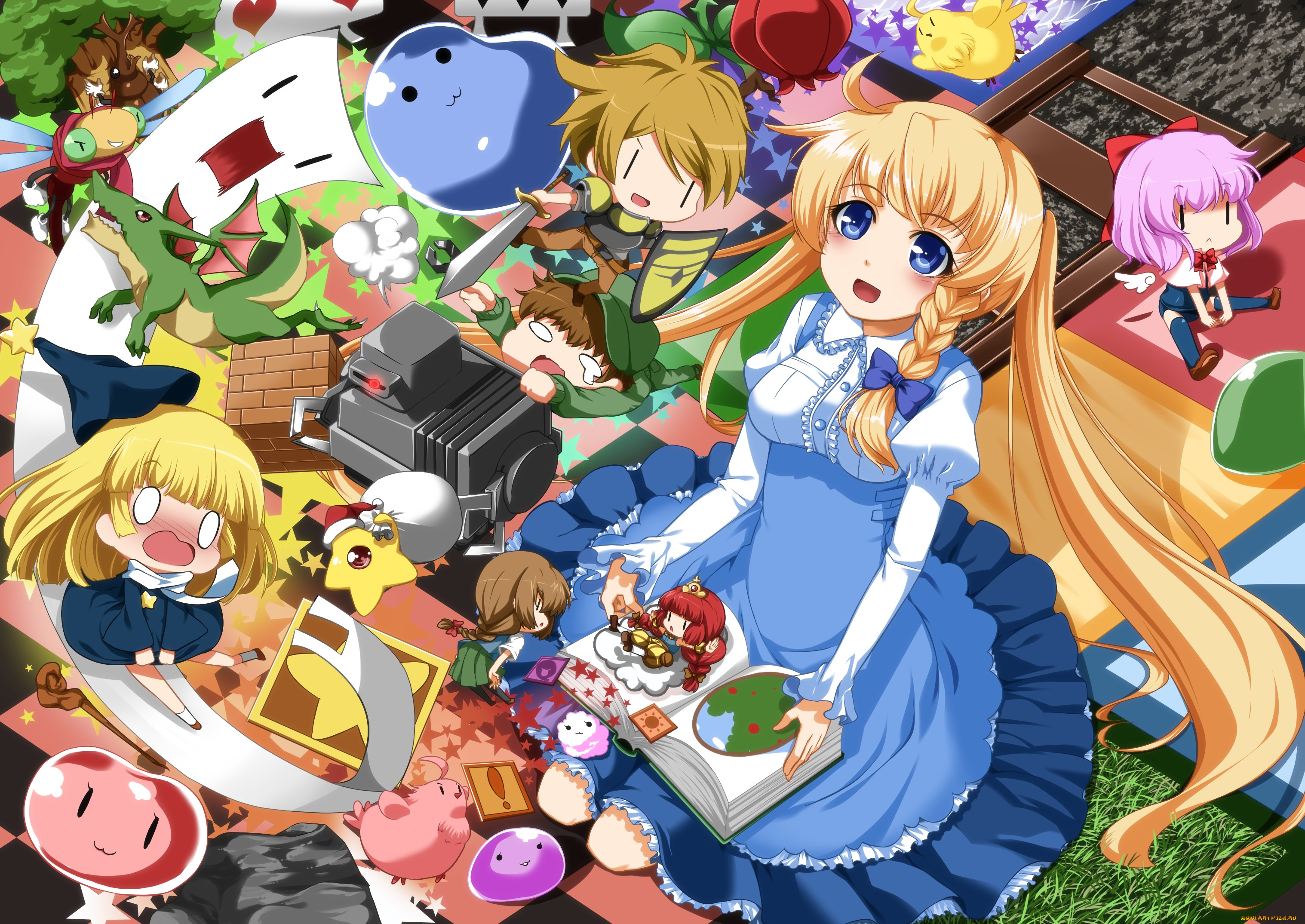 аниме, unknown, , другое, арт, eiyuu, игрушки, малыши, дети