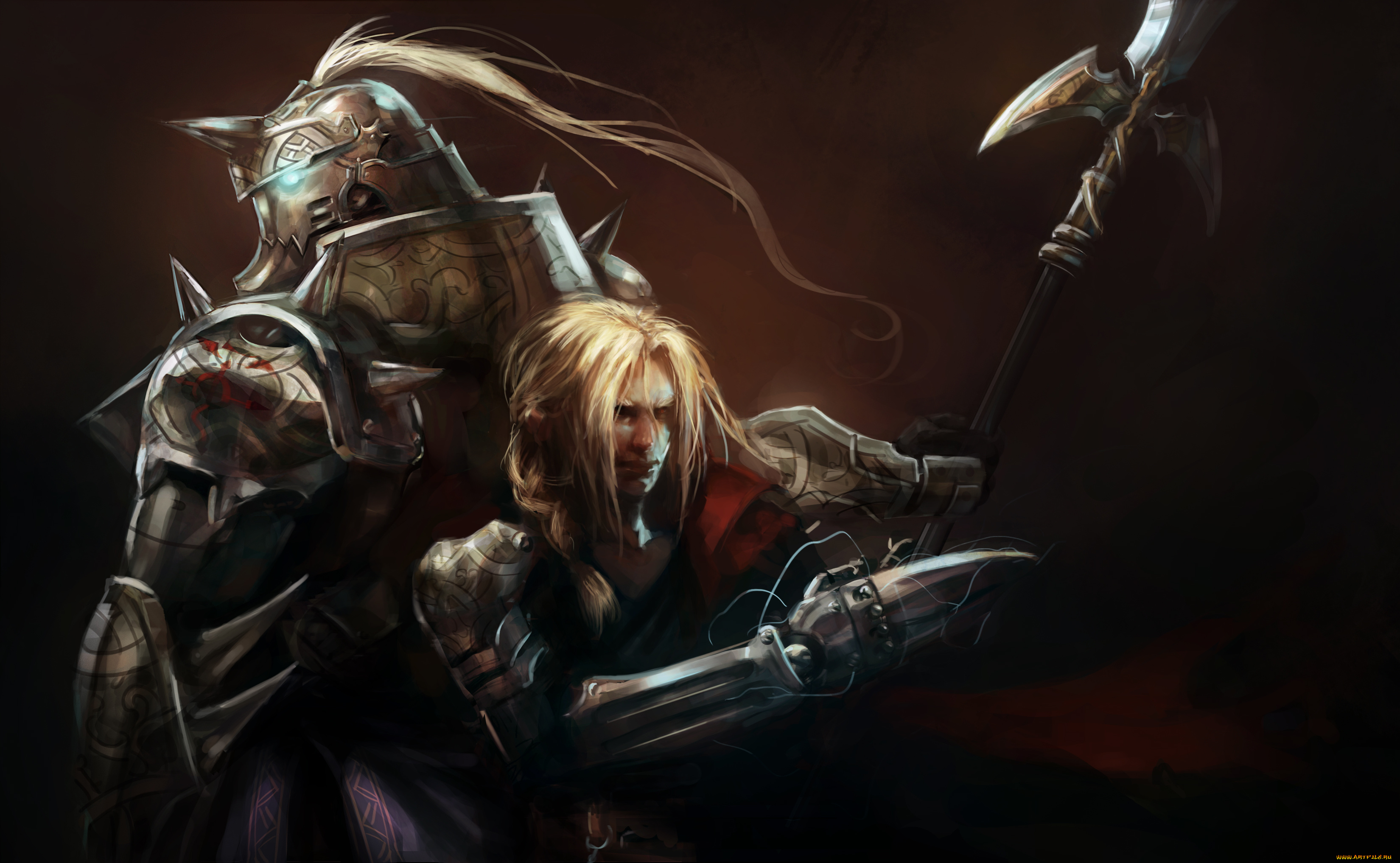 аниме, fullmetal, alchemist, anime, fullmetal, alchemist, стальной, алхимик, парень, доспех, edward, elric, alphonse, al, братья, leopinheiro, арт