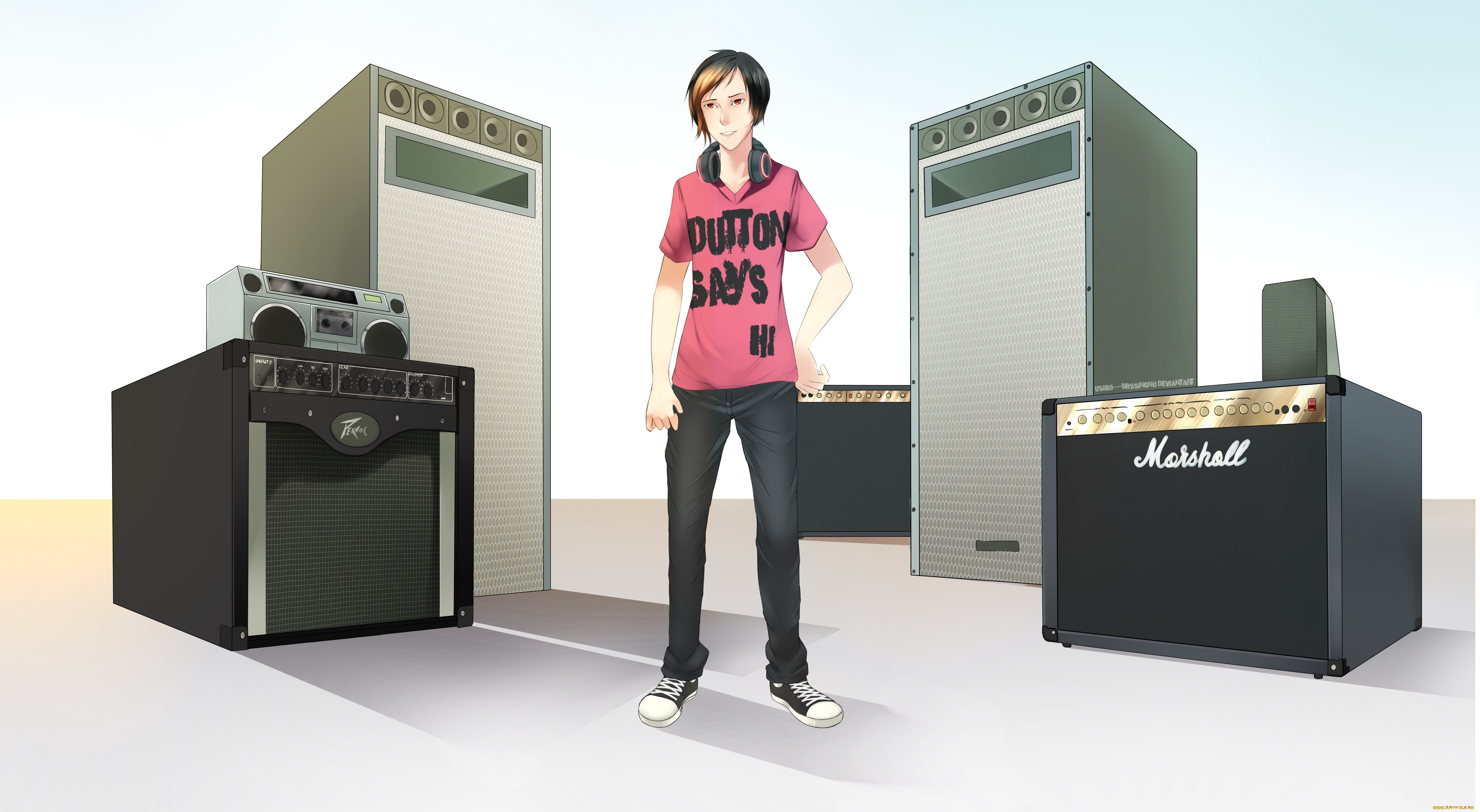 разное, арты, мальчик, колонки, фон, взгляд