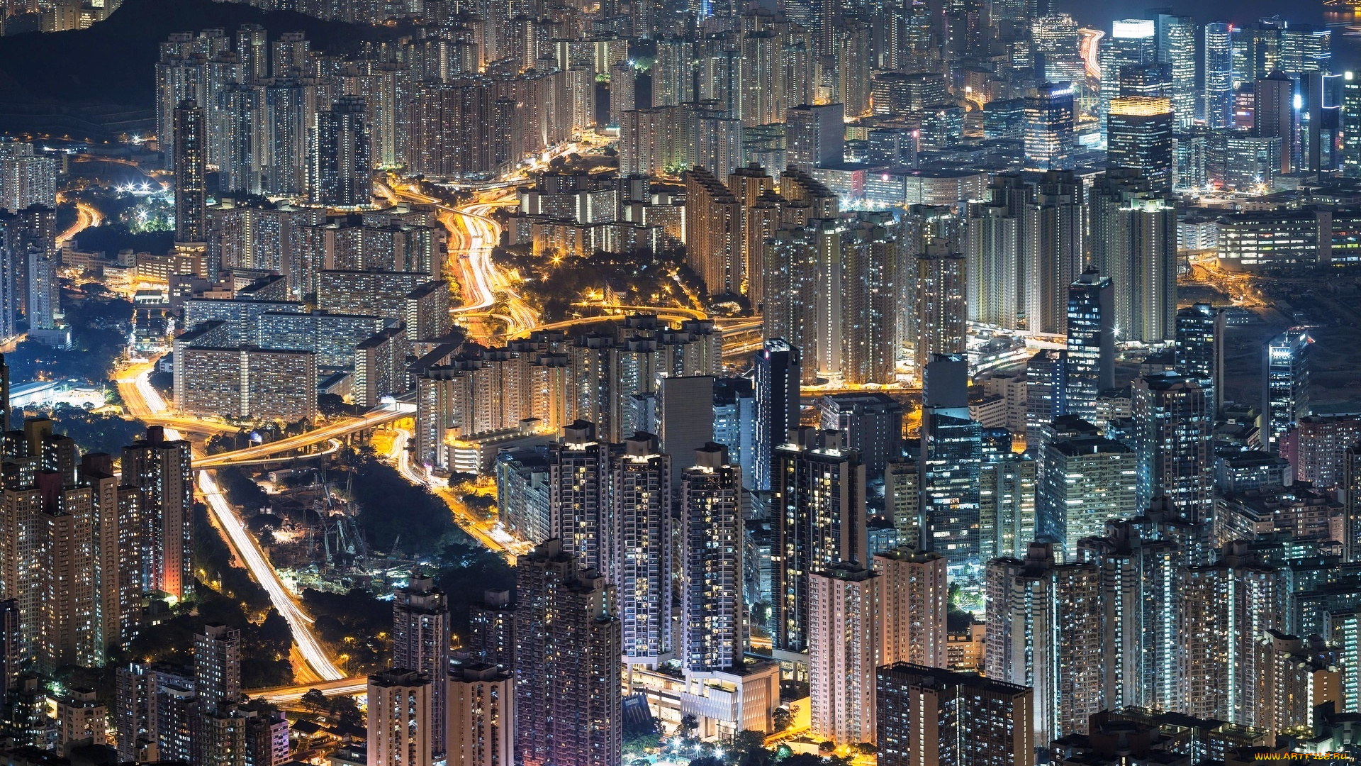 города, гонконг, , китай, город, небоскребы, здания, дома, улицы, огни