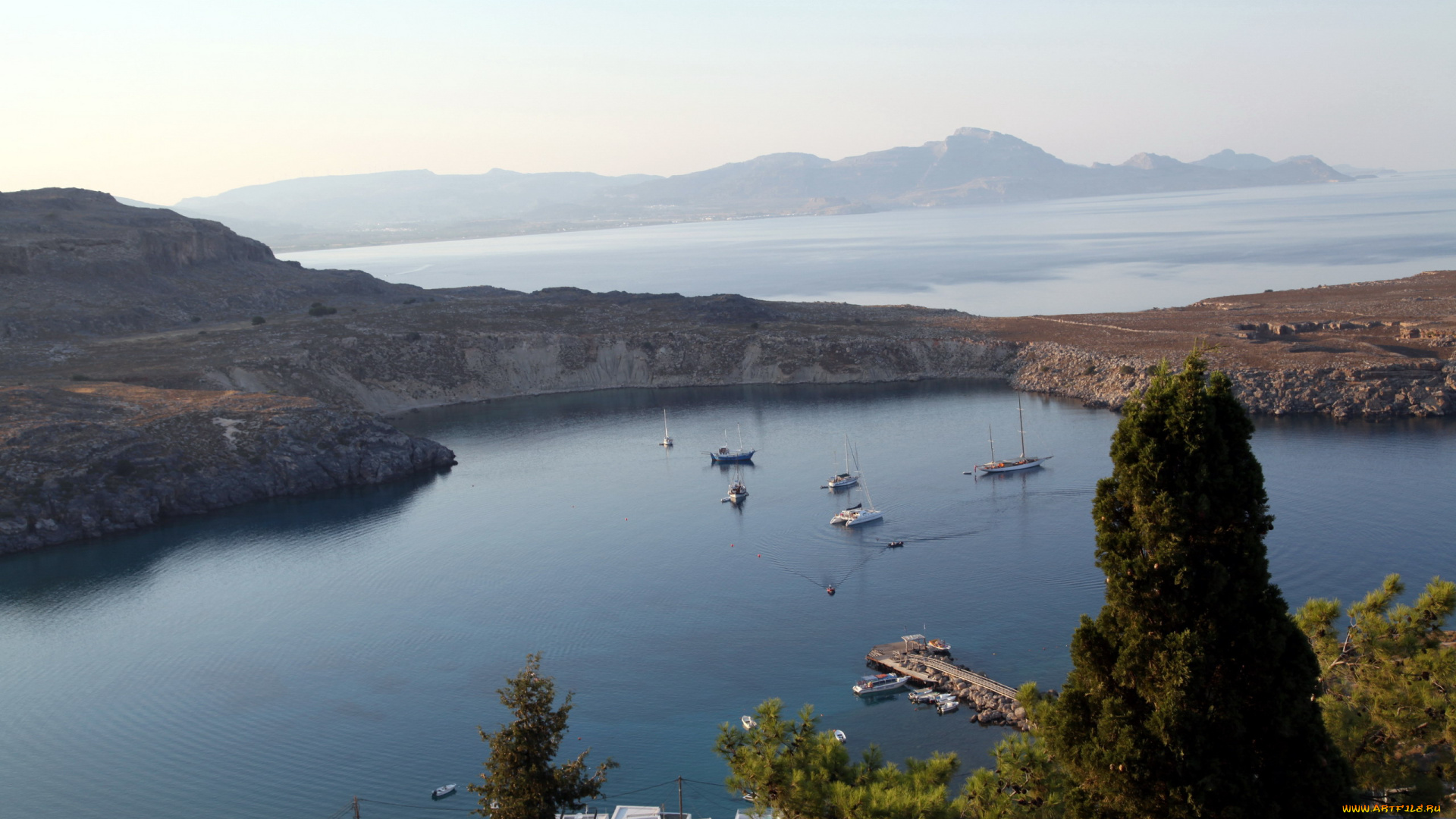 природа, побережье, горы, залив