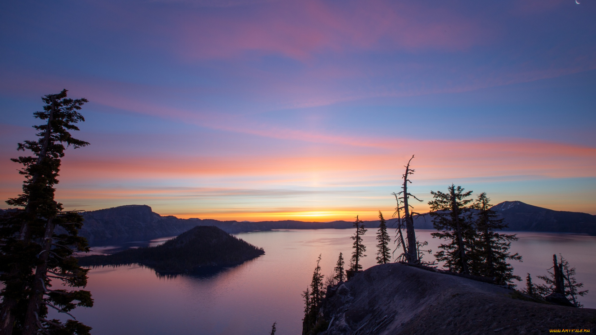 природа, восходы, закаты, кратер, озеро, рассвет