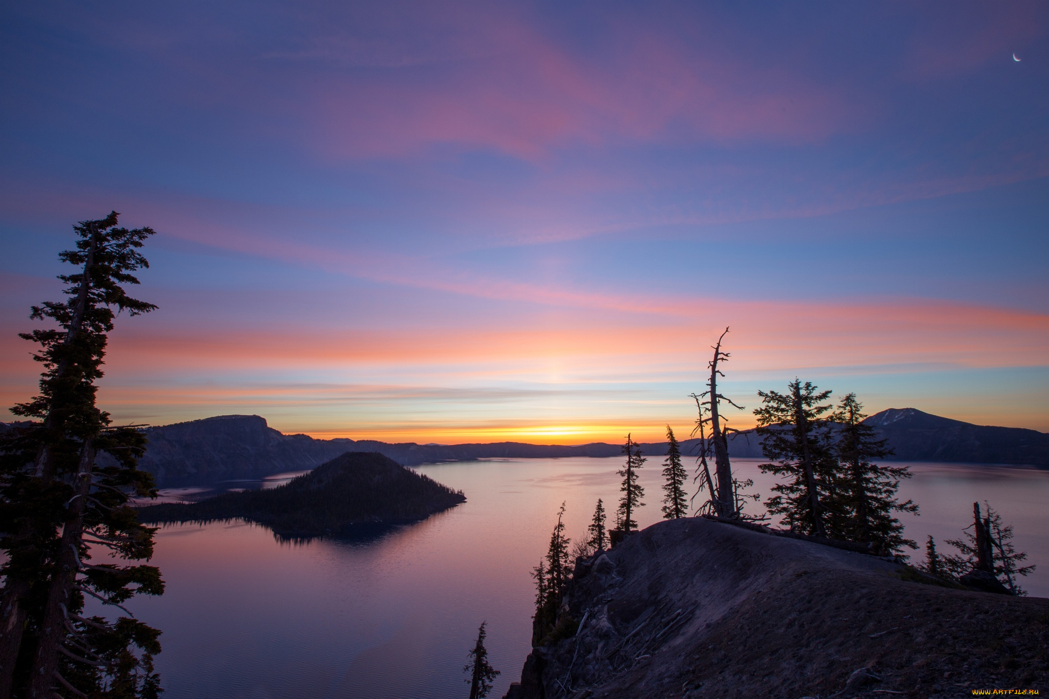 природа, восходы, закаты, кратер, озеро, рассвет