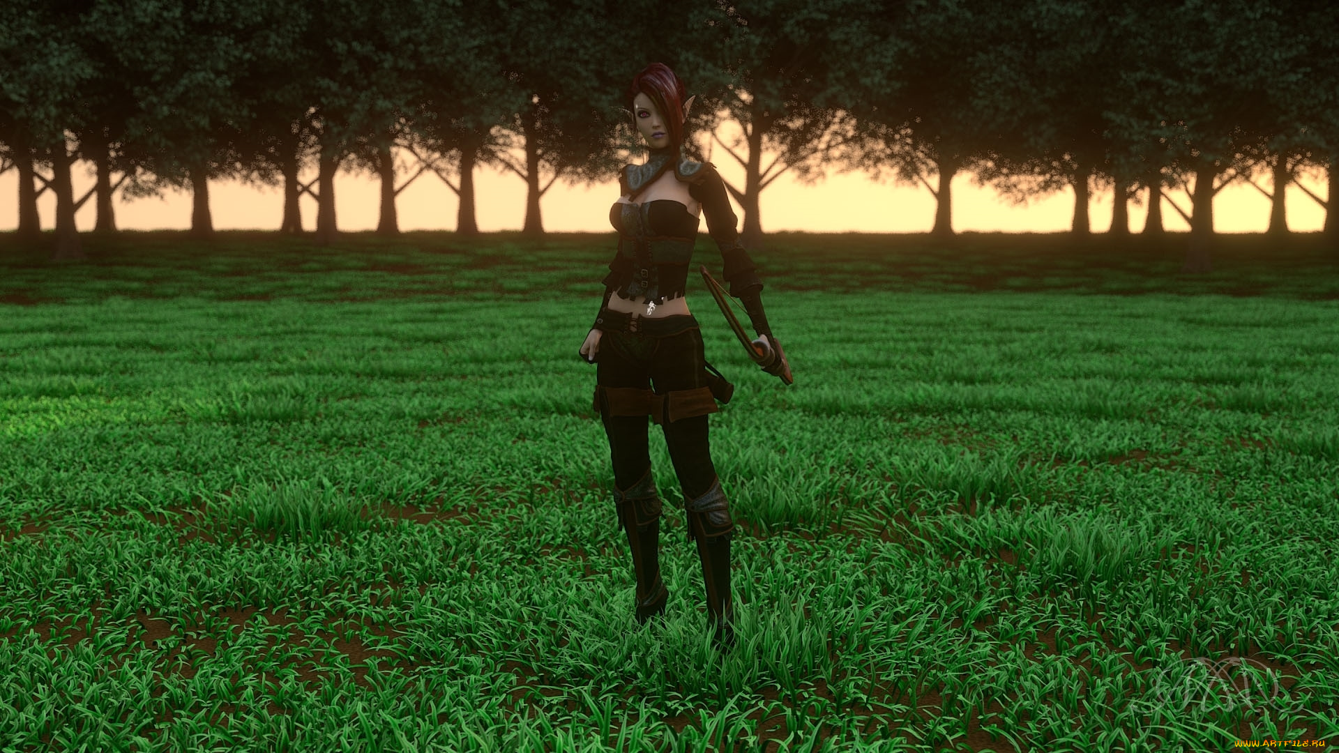 3д, графика, эльфы, , elves, фон, взгляд, эльфийка