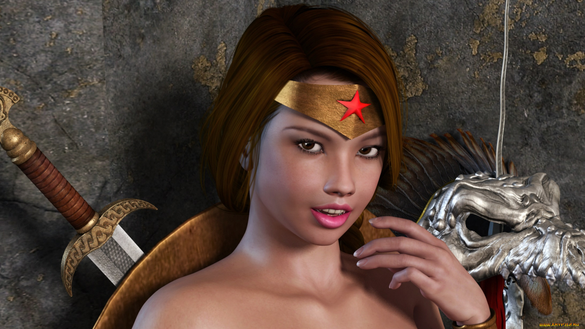 3д, графика, фантазия, , fantasy, фон, взгляд, девушка