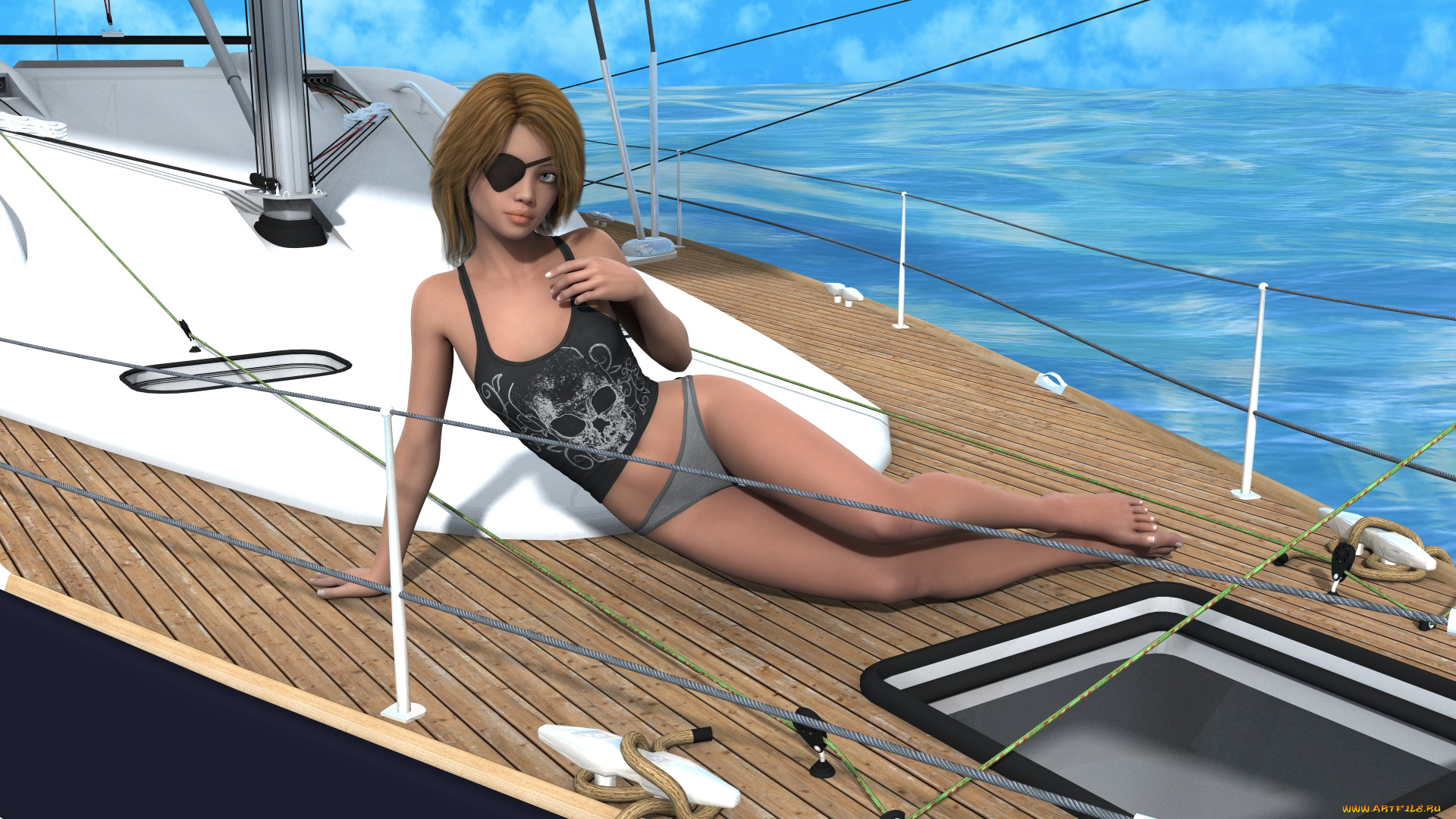 3д, графика, люди, , people, фон, взгляд, девушка, пират