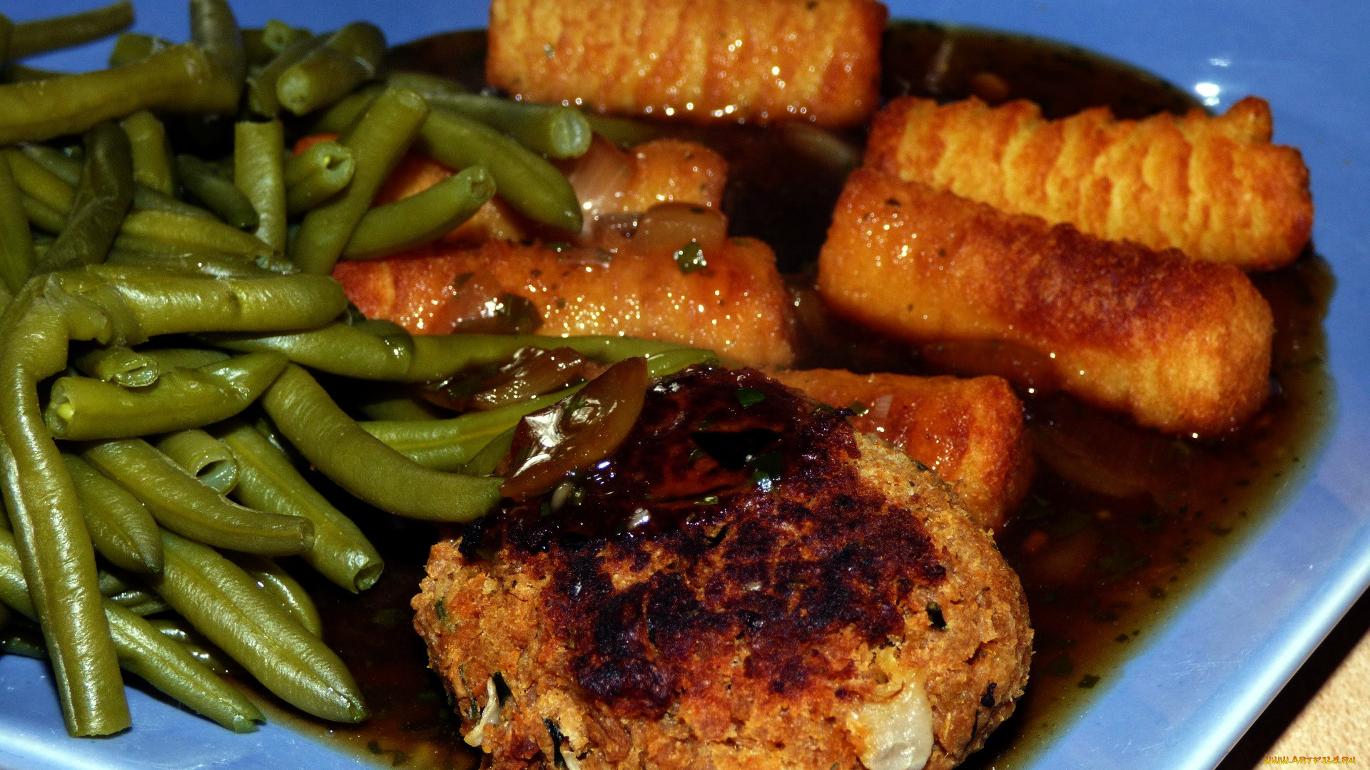 еда, мясные, блюда, котлета, фасоль