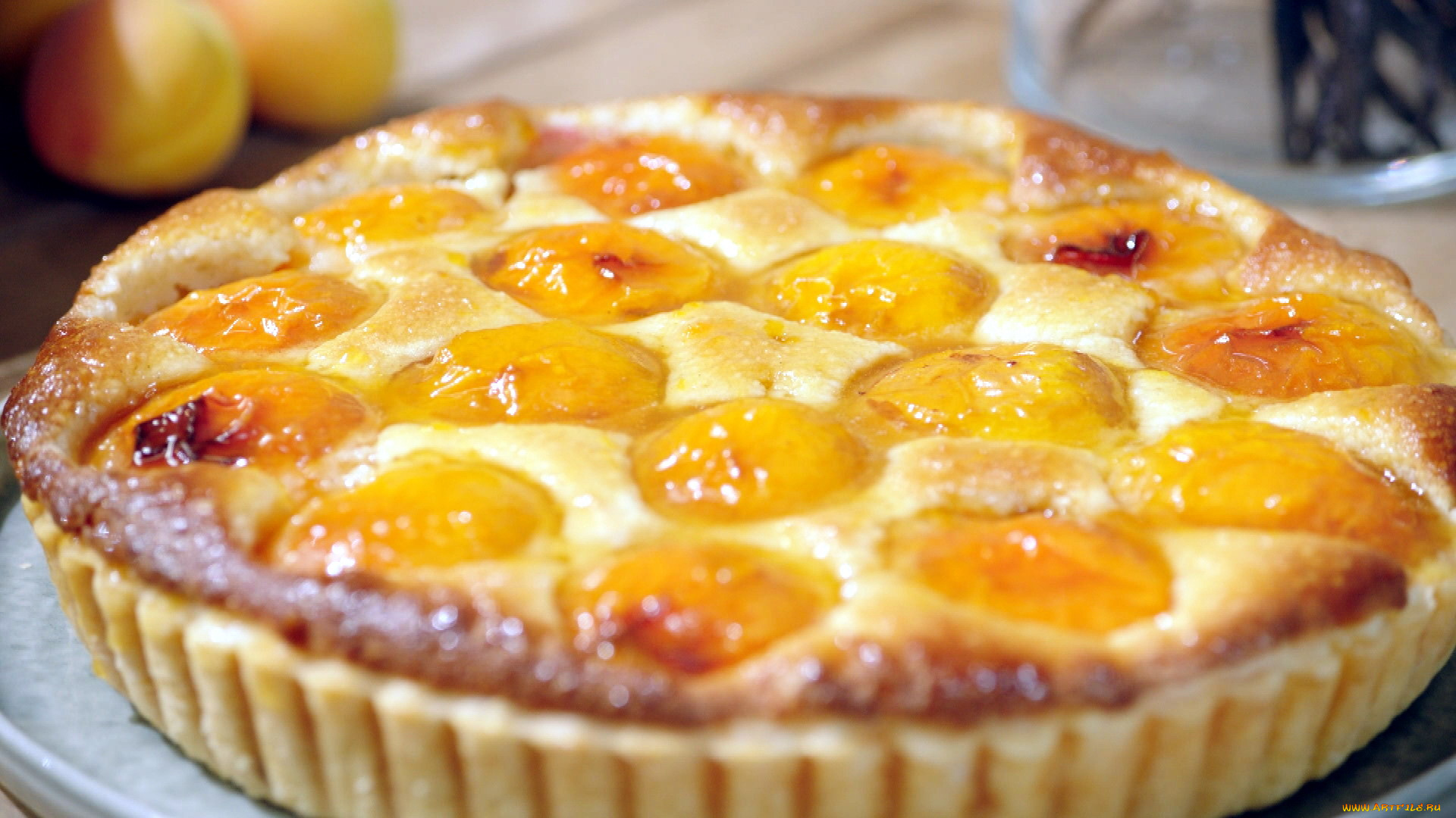 еда, пироги, персики, пирог